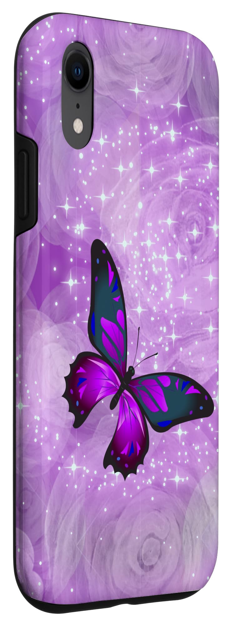 iPhone XR Rose Purple Butterfly Phone Case - Starry Sky Design, Slim Protective Cover for Women & Girls - Perfect for Daily Use, Travel, and Gift Giving