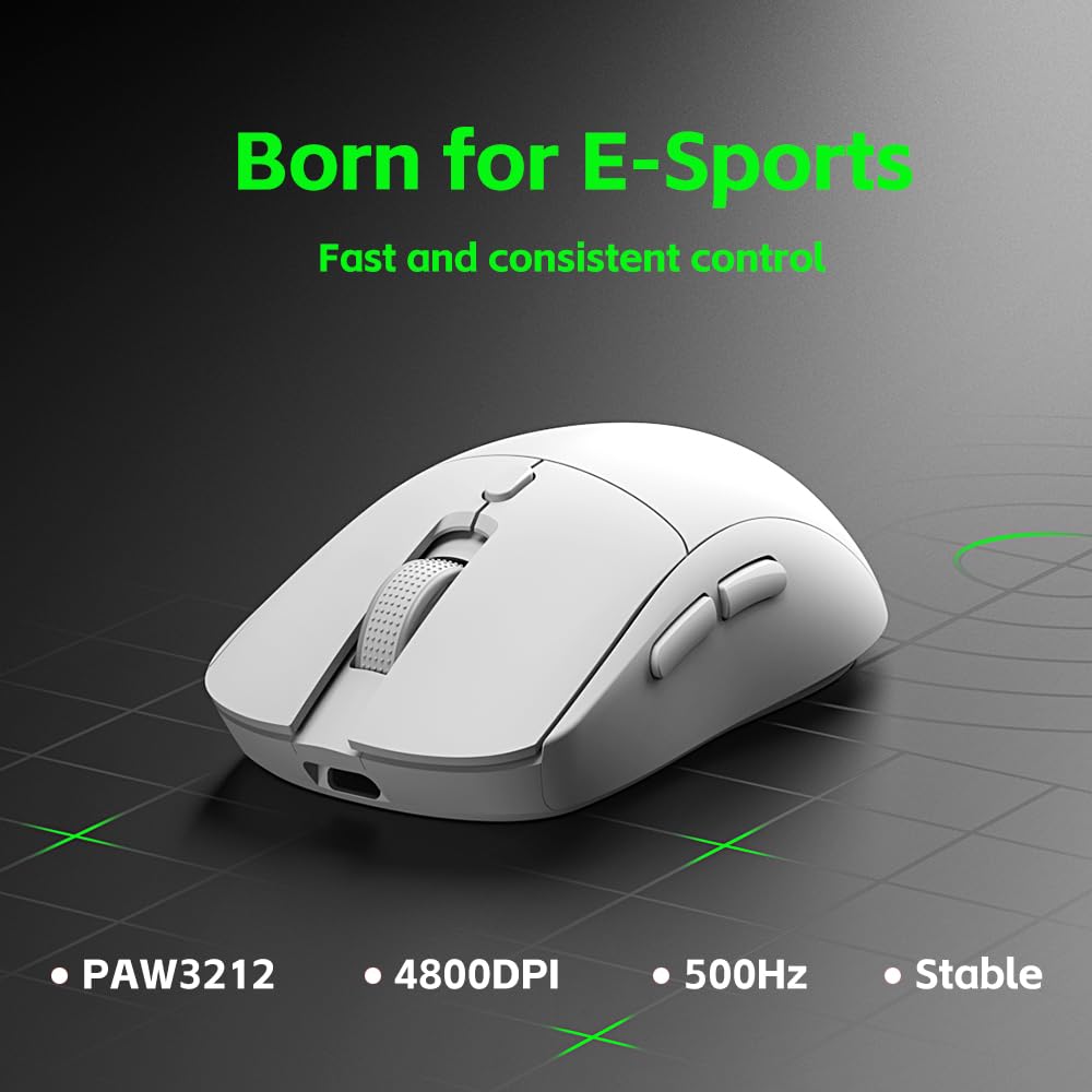 Wireless Gaming Mouse with 4800 DPI - Bluetooth/2.4G/Wired 3-in-1 Connectivity, RGB Backlit, 6 Programmable Buttons & Pro Software for PC, Mac, Laptop - Perfect for FPS, MOBA Games & Office Work