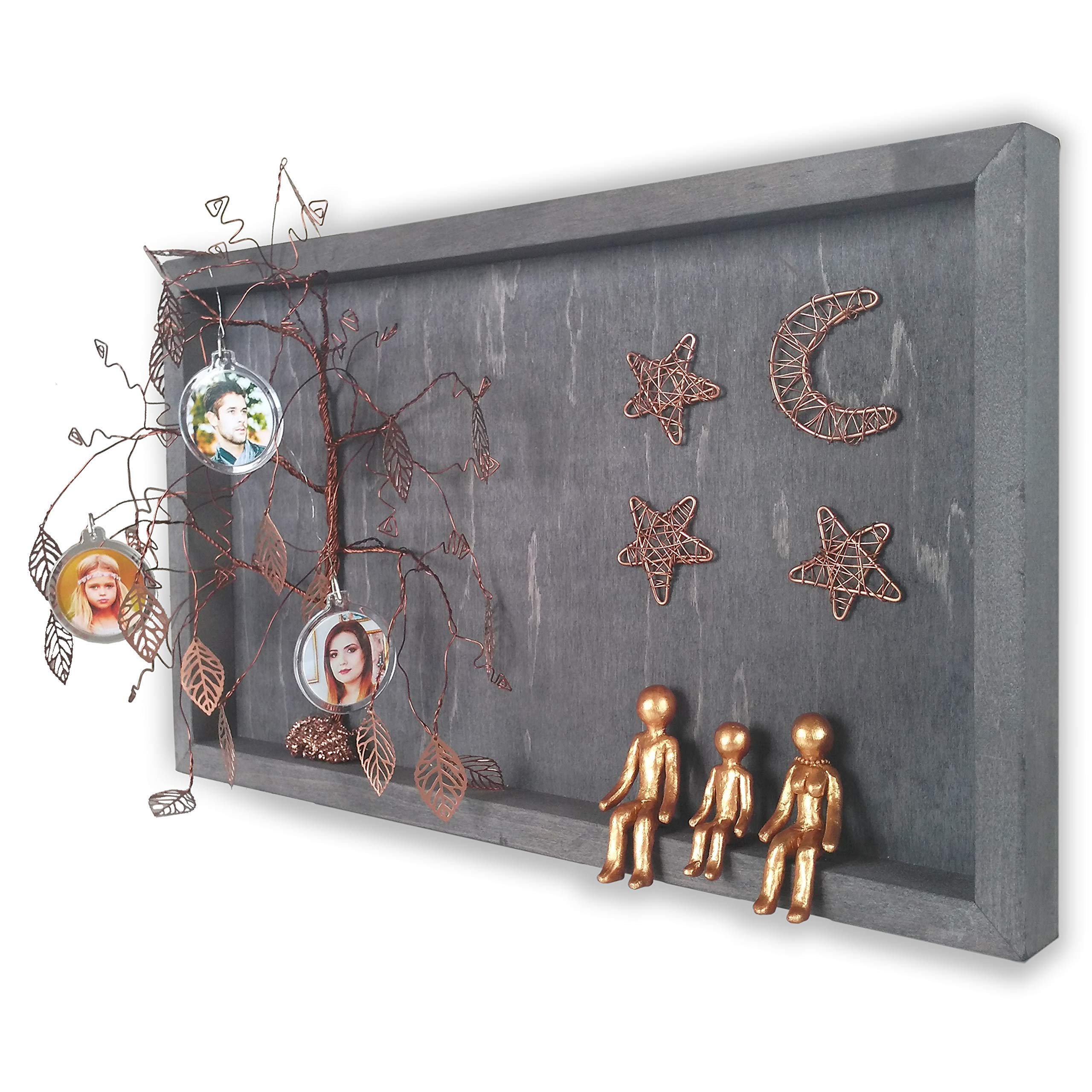 Willow Tree Family of 3 Figurines - Bronze Shadow Box Picture Frame for Wall Decor | Perfect 8th, 19th Wedding Anniversary Gift for Men & Couples | Grandma Keepsake | Home & Kitchen Decor (7th, 8th, 19th, 21st Year Gifts)