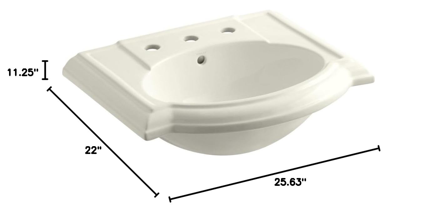Kohler K-2287-8-96 Pedestal Bathroom Sink Bowl in Biscuit Color - Perfect for Modern & Traditional Bathroom Vanities, Powder Rooms & Guest Baths