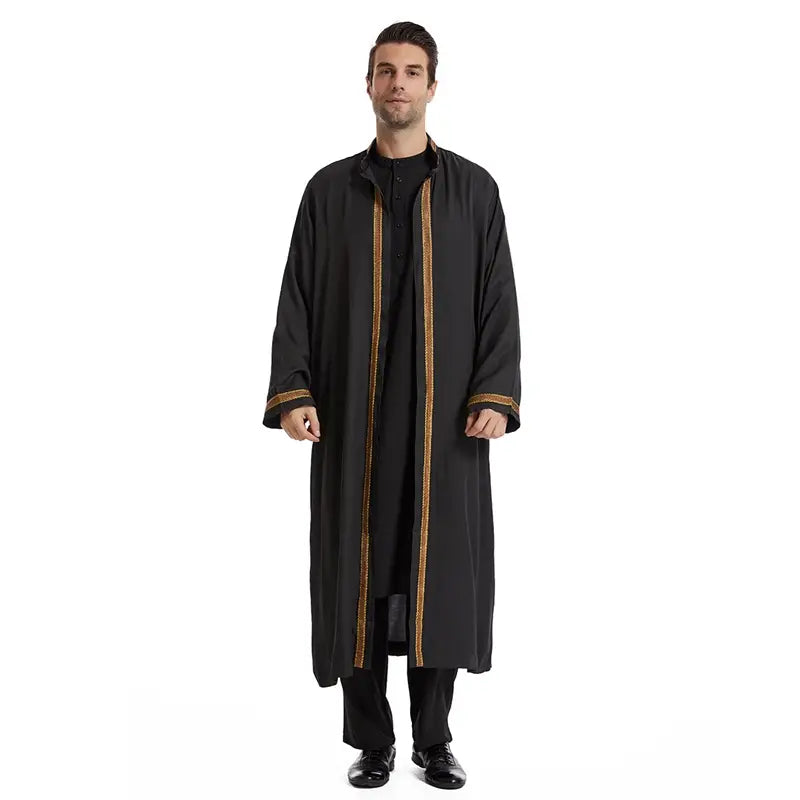 Premium Arab Men's Bisht Thobe - Elegant Open Cardigan Thawb for Special Occasions | Perfect for Weddings, Eids & Formal Events
