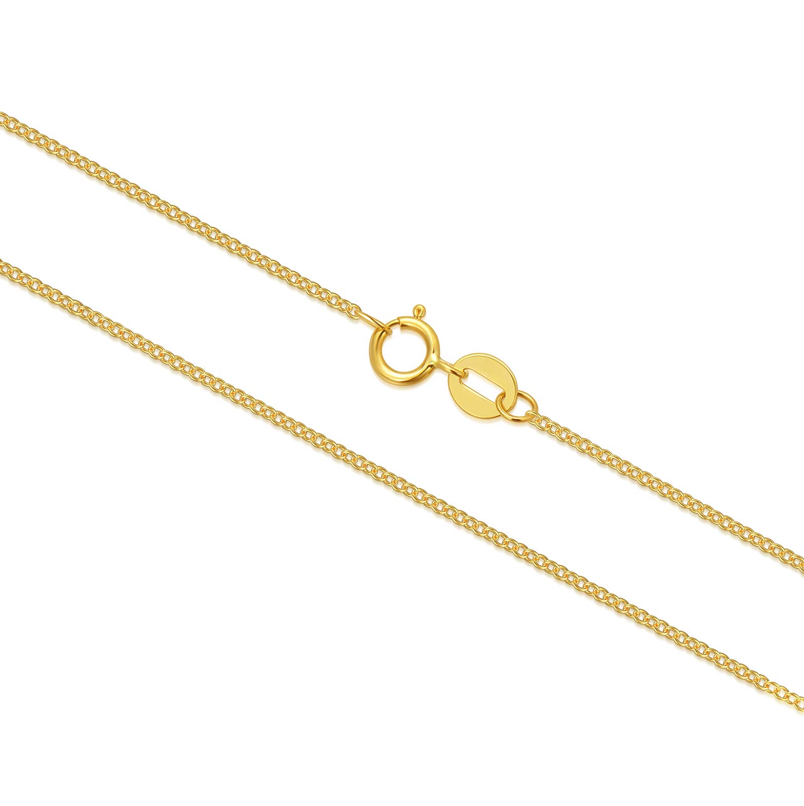 10K 14K 18K Real Gold Chain Necklace for Women - Classic Thin Cable Chain 1mm to 1.6mm, Durable Solid Gold Jewelry for Everyday Wear, Gift & Layering