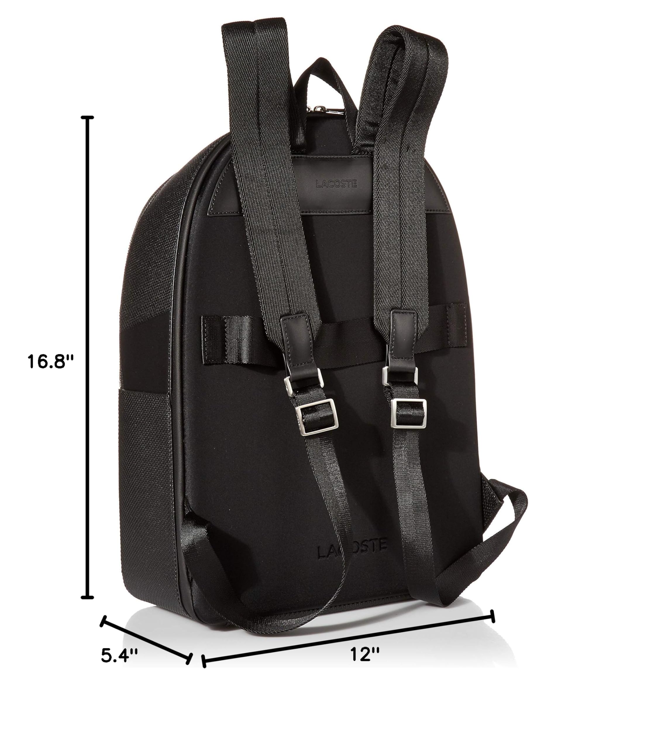 Lacoste Men's Chantaco Backpack - Black on Black, One Size, Durable & Stylish Laptop Backpack for Work, School & Travel