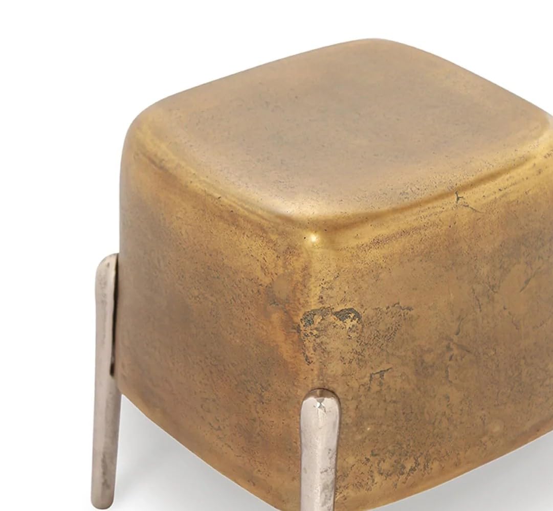 SPI Home 4-Legged Side Table - Cast Aluminum with Brass & Nickel Finish | Perfect for Living Room, Patio, or Bedroom Decor
