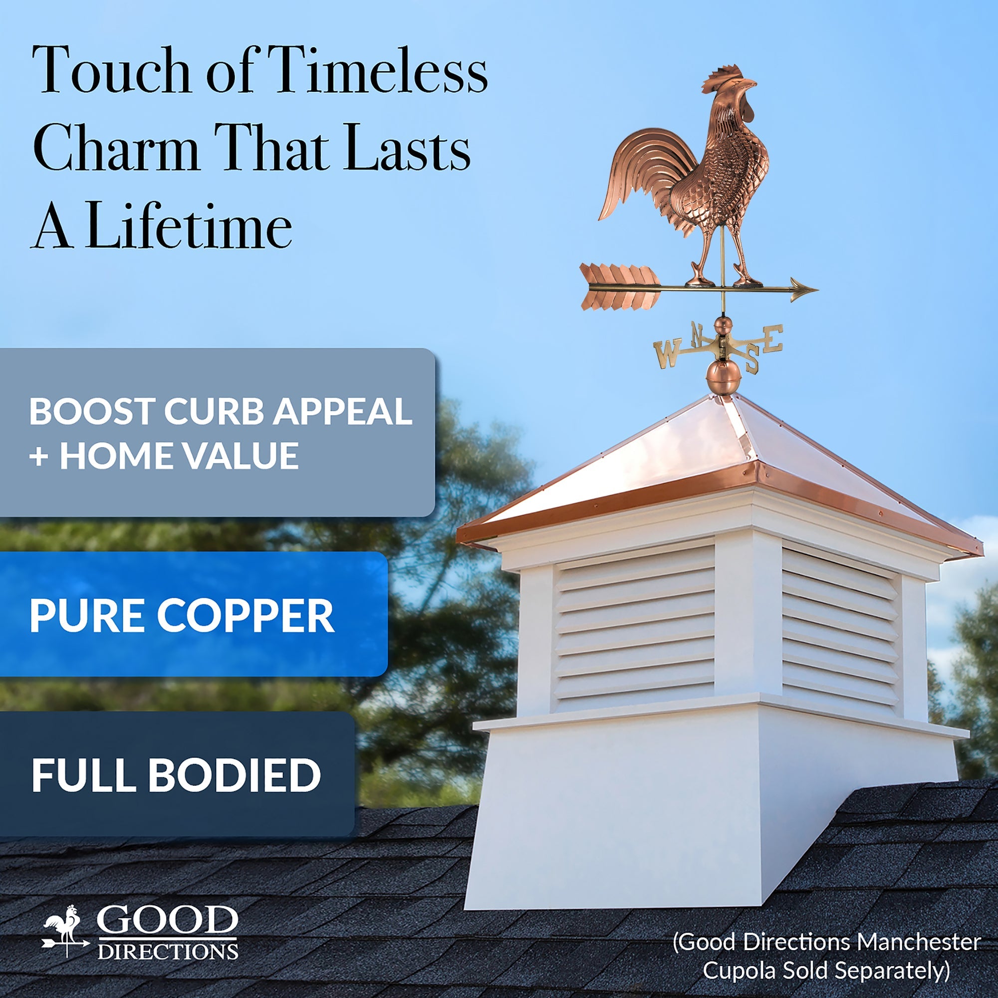 Large Rooster Weathervane - Handcrafted Metal Garden Decor for Outdoor Farmhouse Style - Perfect for Barns, Gardens & Rooftops