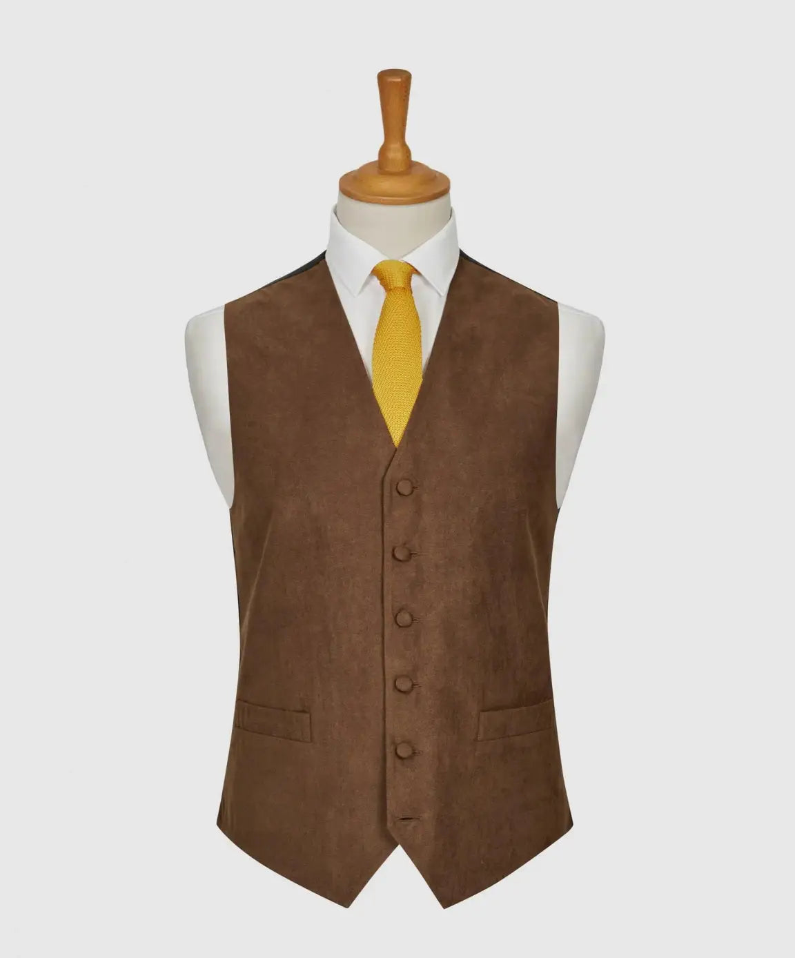 LA Smith Beige Suede Look Waistcoat Vest for Men - Stylish Casual & Formal Wear - Perfect for Office, Wedding & Special Occasions
