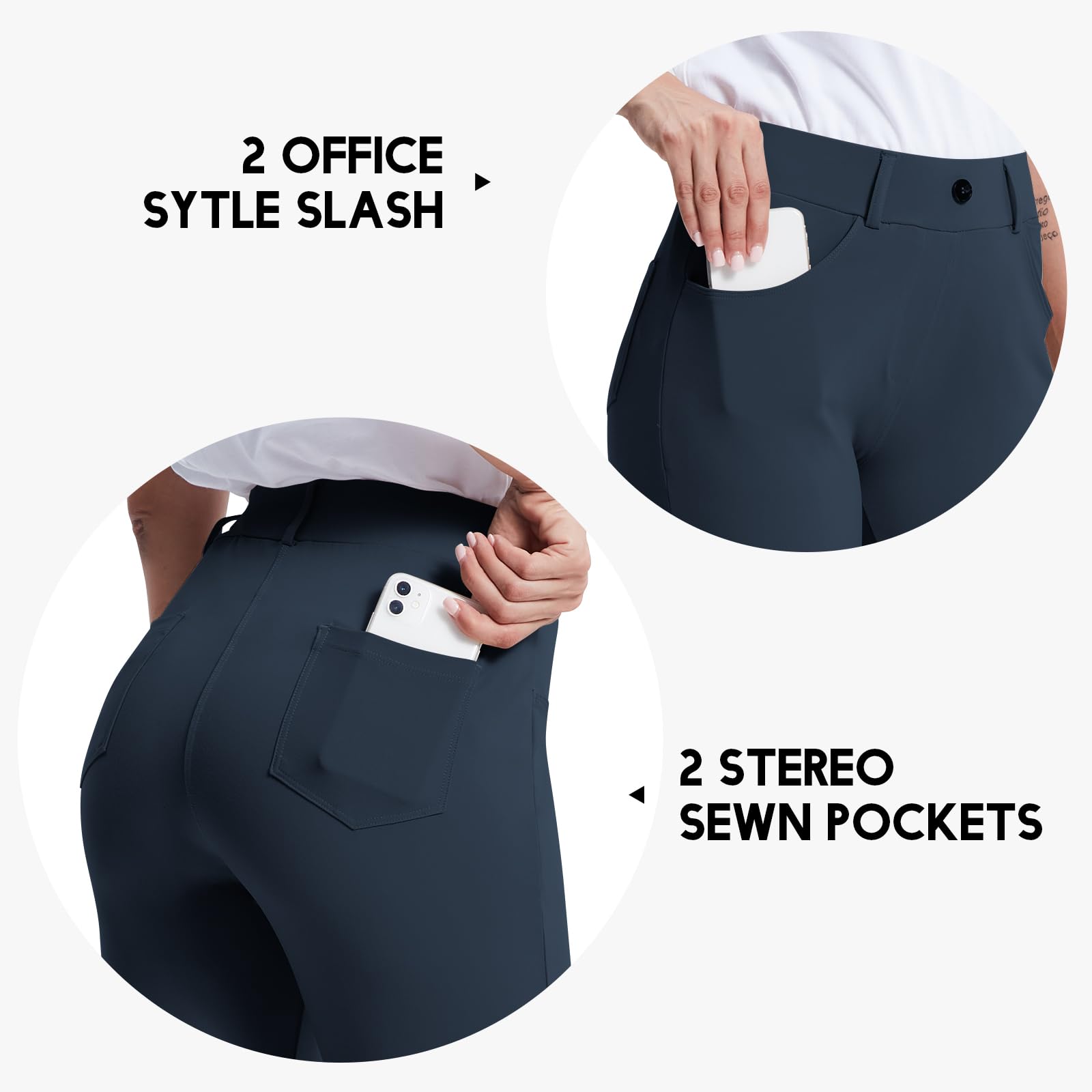 M MOTEEPI Women's High Waisted Bootcut Dress Pants - Stretchy Pull-On Office Work Pants (29
