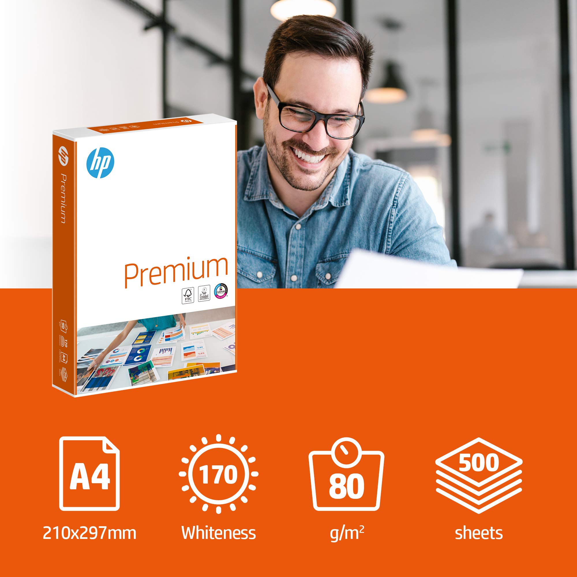 HP CHP850 Premium A4 Paper 80 GSM FSC Certified - Ideal for Printing, Copying, Office Documents & School Projects