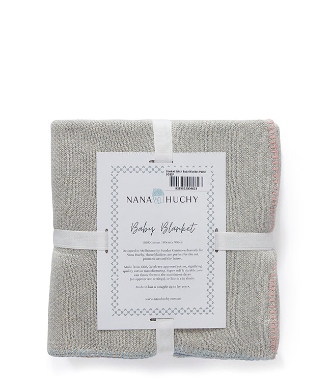 Soft Pastel Blanket Stitch Baby Blanket - Handmade Nursery Blanket for Newborns, Infants & Toddlers - Perfect for Swaddling, Cuddling & Photo Shoots