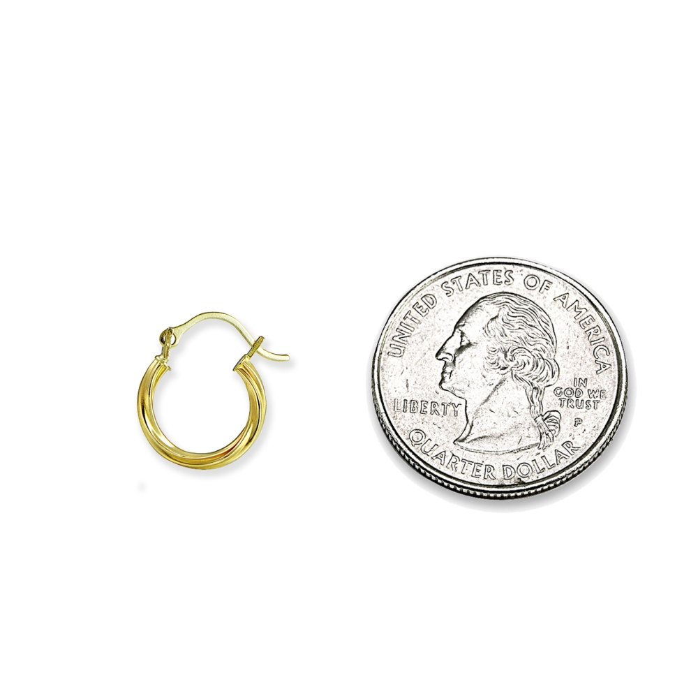 14K Gold 2mm High Polished Twist Lightweight Click-Top Hoop Earrings for Women - Elegant Everyday Jewelry, Perfect for Work, Date Night & Special Occasions