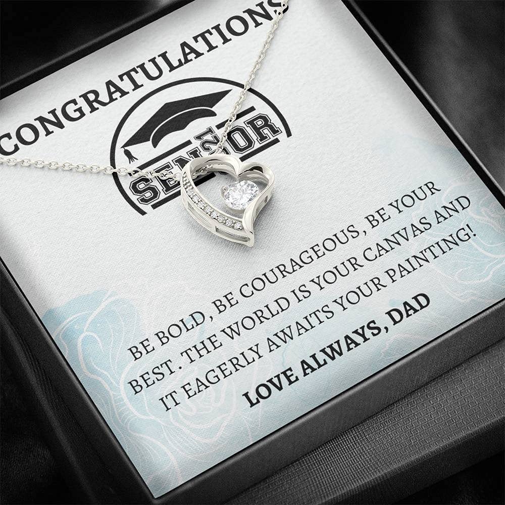 Personalized Graduation Jewelry Gift for Women - Engraved Forever Love Necklace, Class of 2021 Senior Gift, Unique Congratulations Grad Present for Her - Perfect for Graduation Ceremonies, Parties & Special Occasions