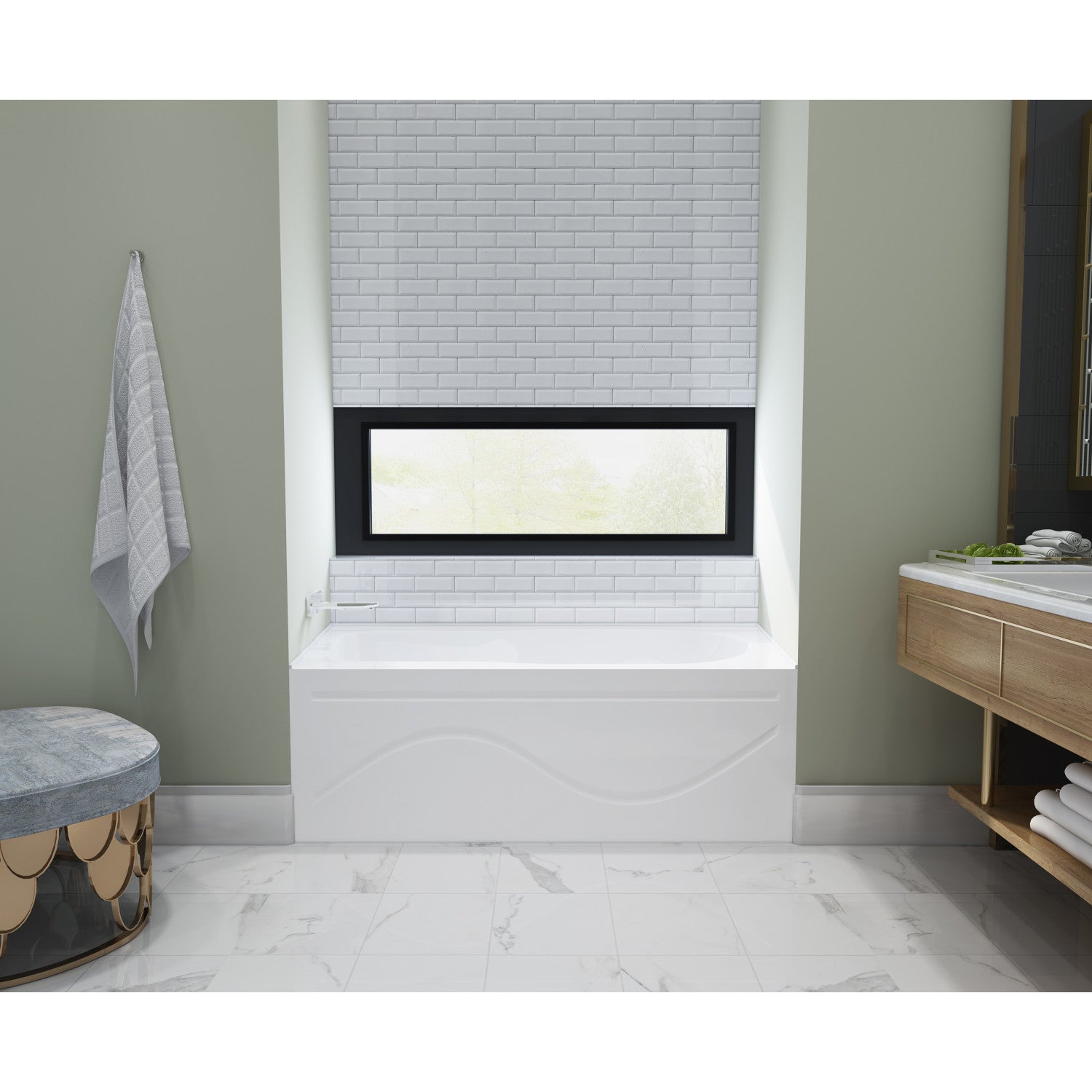 Aqua Eden VTAP603022L 60-Inch Acrylic Rectangular 3-Wall Alcove Bathtub - Anti-Skid Surface, Left Hand Drain, Glossy White - Perfect for Modern Bathrooms & Spa-Like Retreats