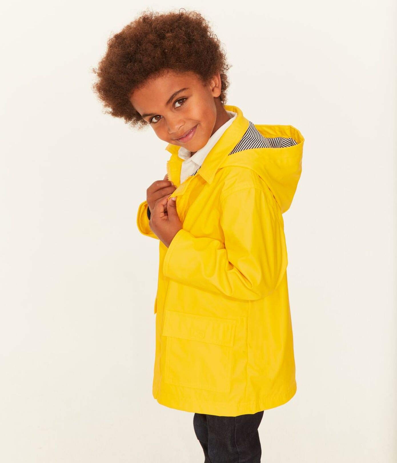 Petit Bateau Unisex Kids' Waterproof Rain Jacket with Hood - Bright Yellow (Size 10) for Outdoor Play & School - Style 54341