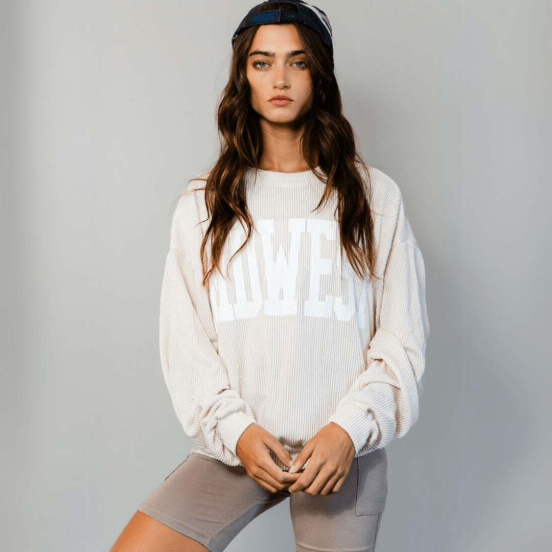 Premium Graphic MIDWEST Oversized Sweatshirt - 100% Cotton Unisex Hoodie | Made in USA | Perfect for Casual Wear, Street Style & Loungewear