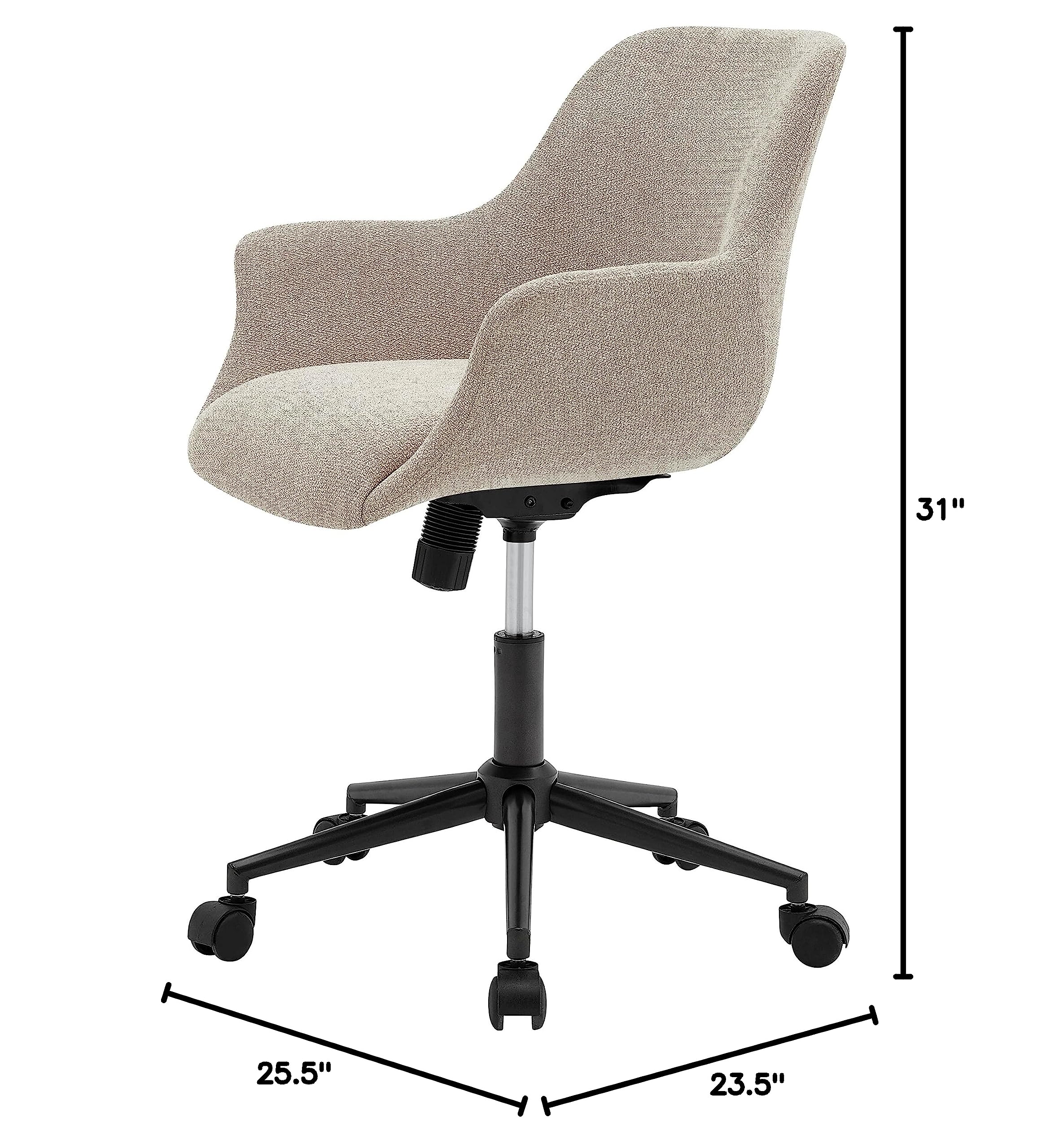 Kepler KD Fabric Office Chair - Ergonomic Mesh Back, Adjustable Height, Swivel Rolling Desk Chair for Home & Office - Beige | Comfortable Seating for Work, Study & Gaming