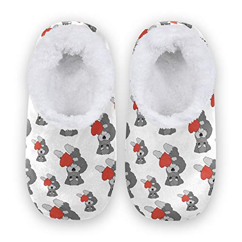 Cartoon Dog Plush Fleece House Slippers for Women & Men - Soft Indoor Home Shoes (US 9-10) - Cozy Winter Comfort for Living Room, Bedroom & Apartment Wear