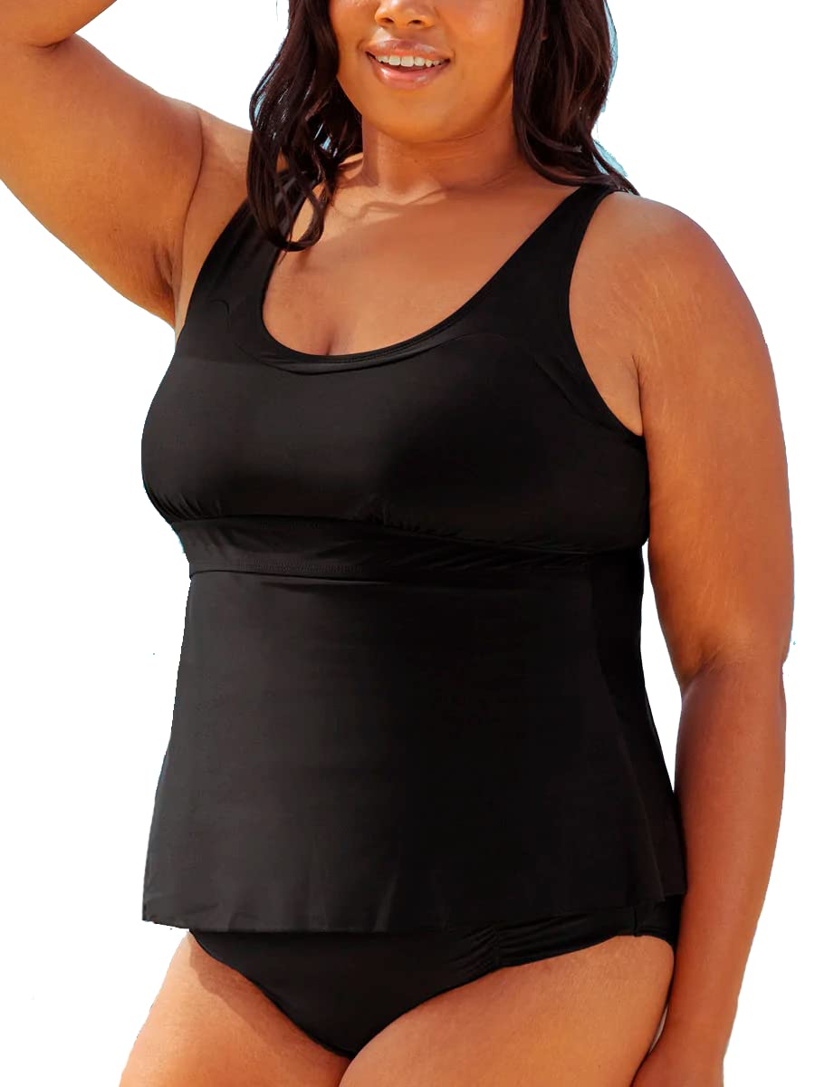 Shapermint Essentials Adjustable Strap Wire-Free Tankini Top - Comfortable Seamless Swimwear for Women, Perfect for Beach, Pool & Vacation