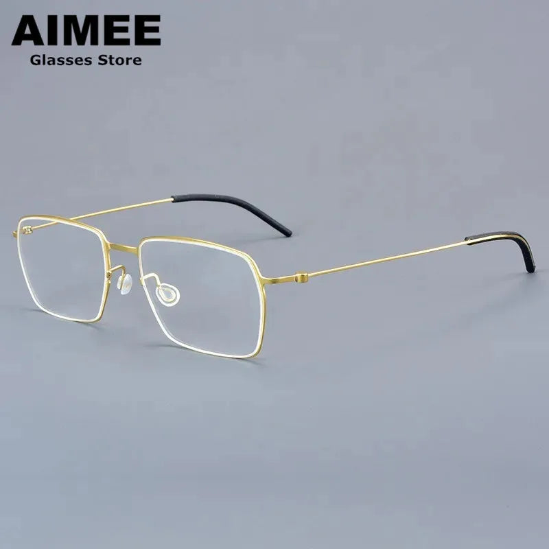 Aimee Unisex Full Rim Square Screwless Titanium Eyeglasses 25509 - Lightweight Durable Frame for Men & Women - Perfect for Reading, Work, and Everyday Fashion