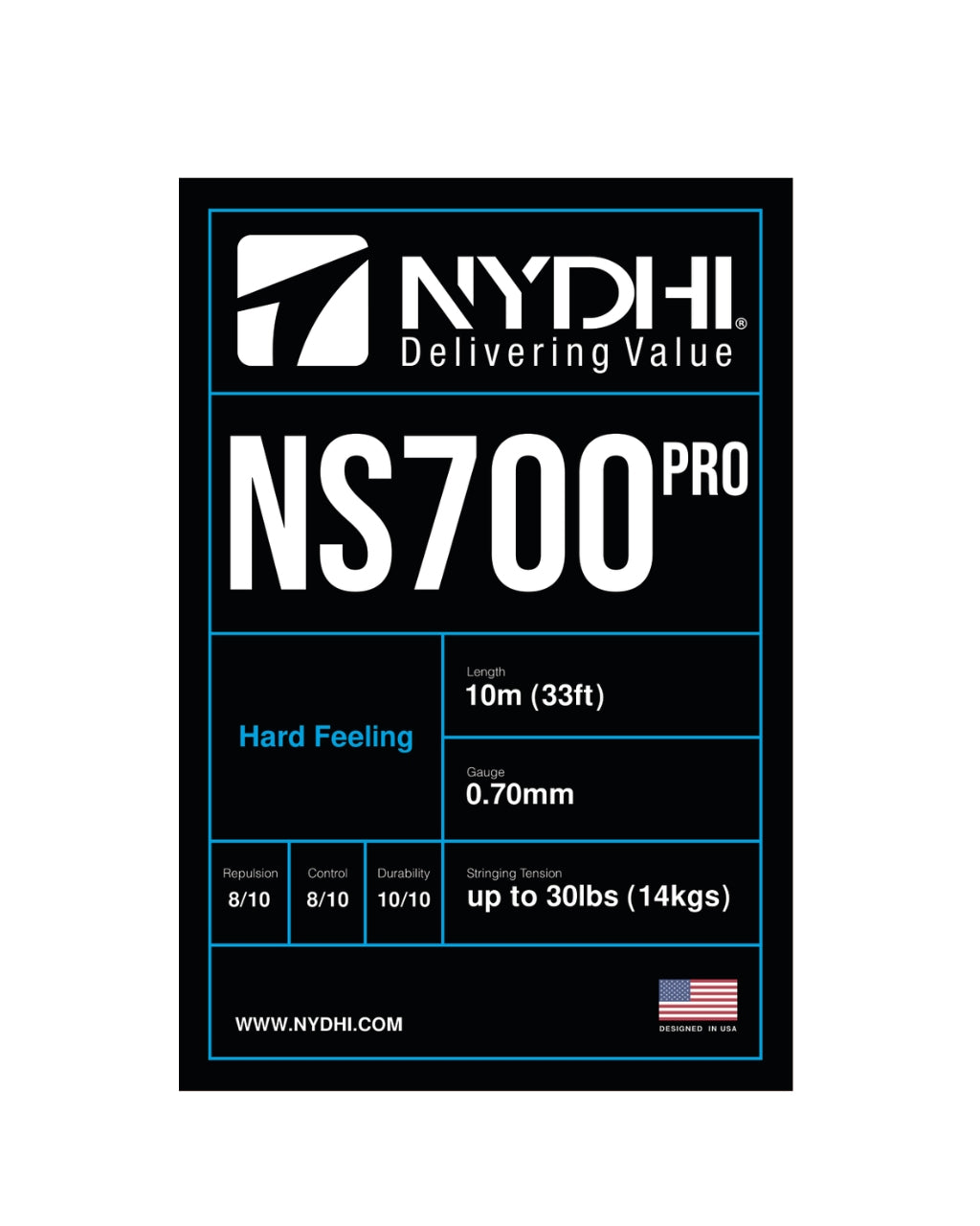 NYDHI NS700 PRO Badminton String Set - High Durability 10m Racket String for Professional & Recreational Players - Perfect for Tournaments & Training