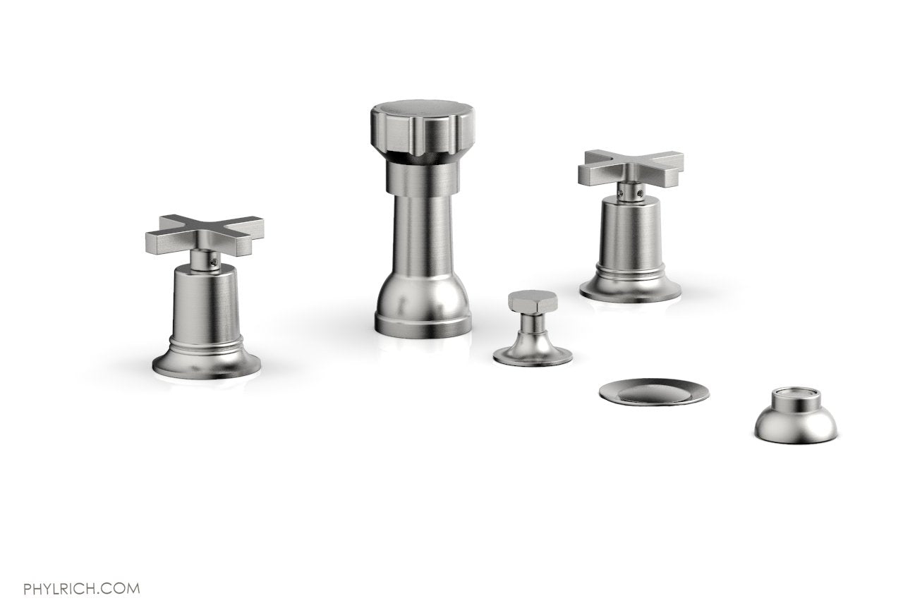 HEX MODERN 4-Hole Bidet Faucet Set with Cross Handles - Model 501 60 - Perfect for Modern Bathroom Renovations & Spa-Like Experience