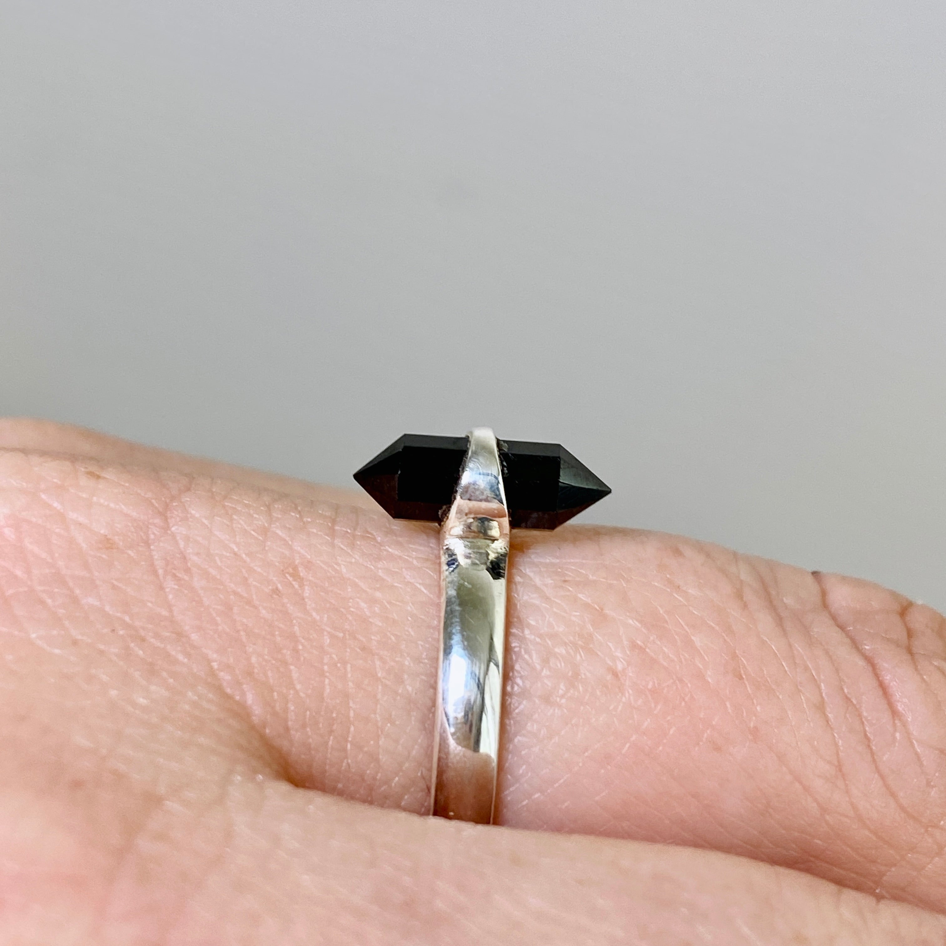 Black Spinel Double Point Ring RRR 24 - Elegant Gothic Jewelry for Women, Perfect for Evening Parties & Special Occasions
