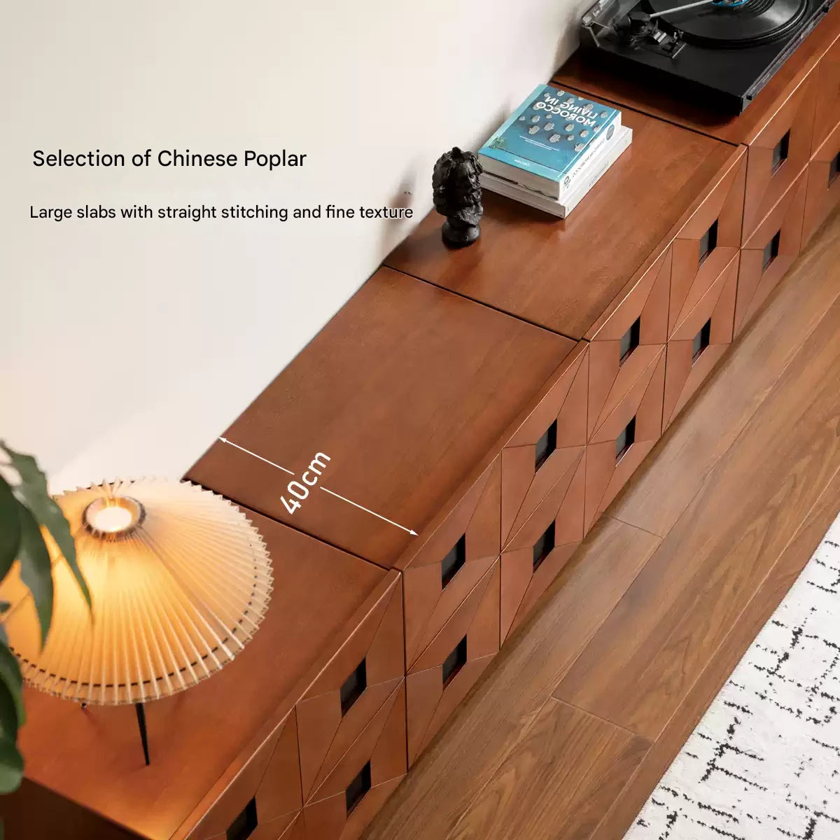 Solid Poplar Wood Modular Side Cabinet - Vintage Style Storage for Living Room, Bedroom & Office