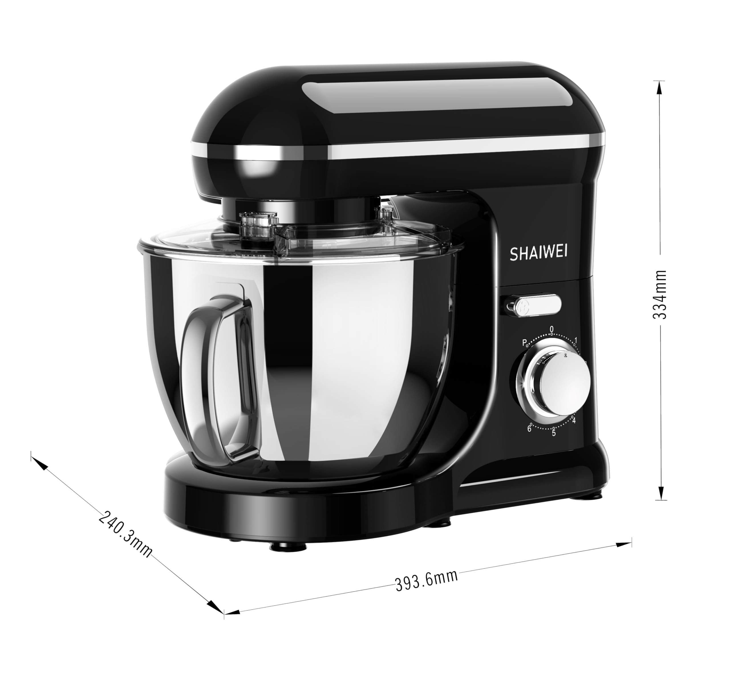 6.5 Quart Kitchen Stand Mixer - 6 Speed Tilt-Head Electric Food Mixer with Dough Hook, Wire Whip & Beater (Black) - Perfect for Baking Cakes, Cookies, Bread & More