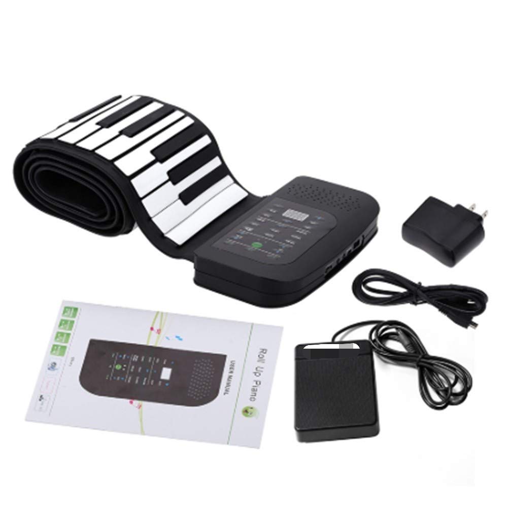 88-Key Roll Up Piano Portable USB Keyboard - Flexible Silicone Foldable Hand-Rolling Piano with Sustain Pedal - Perfect for Travel, Home Practice & Music Education