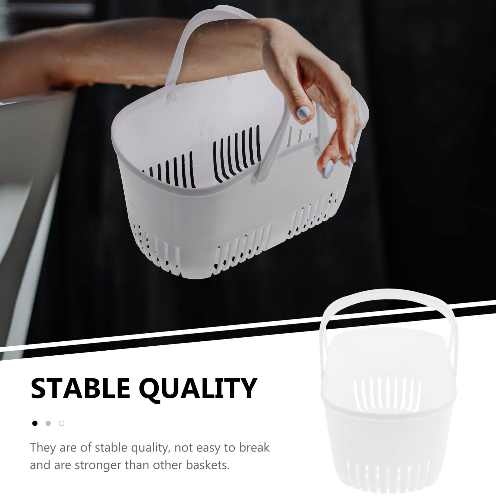 BESPORTBLE 1-Piece White PP Shower Storage Basket - Bath Toy Organizer, Dormitory Laundry Bin, Handheld Shower Caddy - Perfect for Bathroom, College Dorm & Kids Bath Time Organization