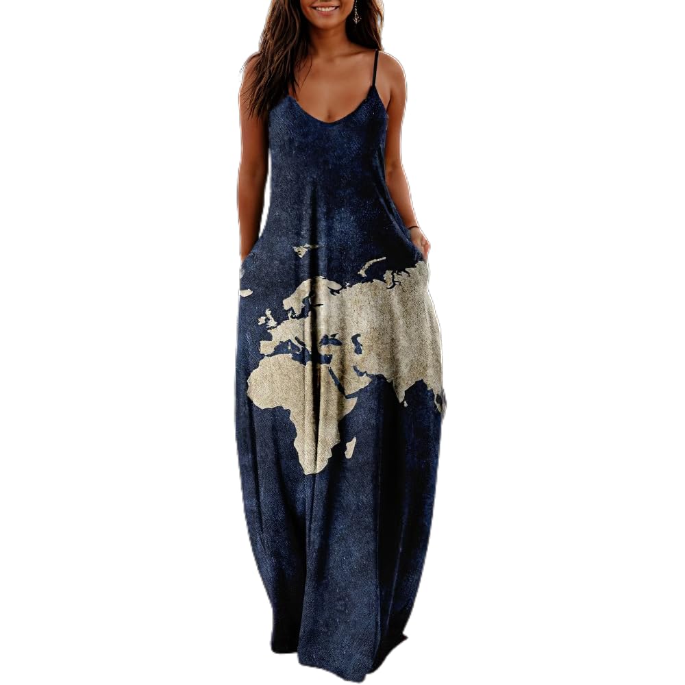 Stylish Plus Size African Print Maxi Dress for Women - Summer Casual Sleeveless Sundress with Pockets | Perfect for Beach Vacations, Parties & Everyday Wear