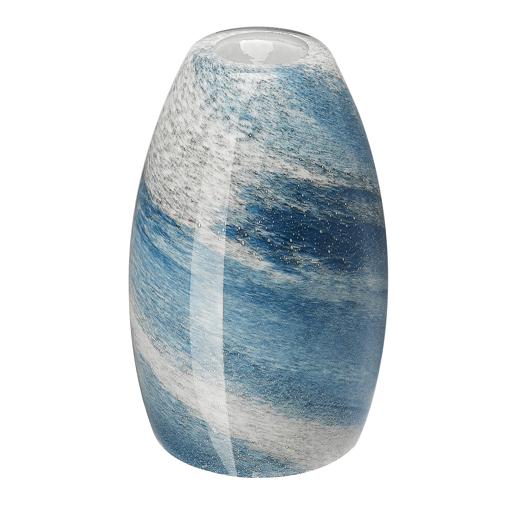 Vintage Grey Blue Art Glass Pendant Lamp Shade - Oval Glass Light Cover for Kitchen Island, Dining Room & Bar Counter Lighting Replacement - Dimmable Edison Bulb Compatible