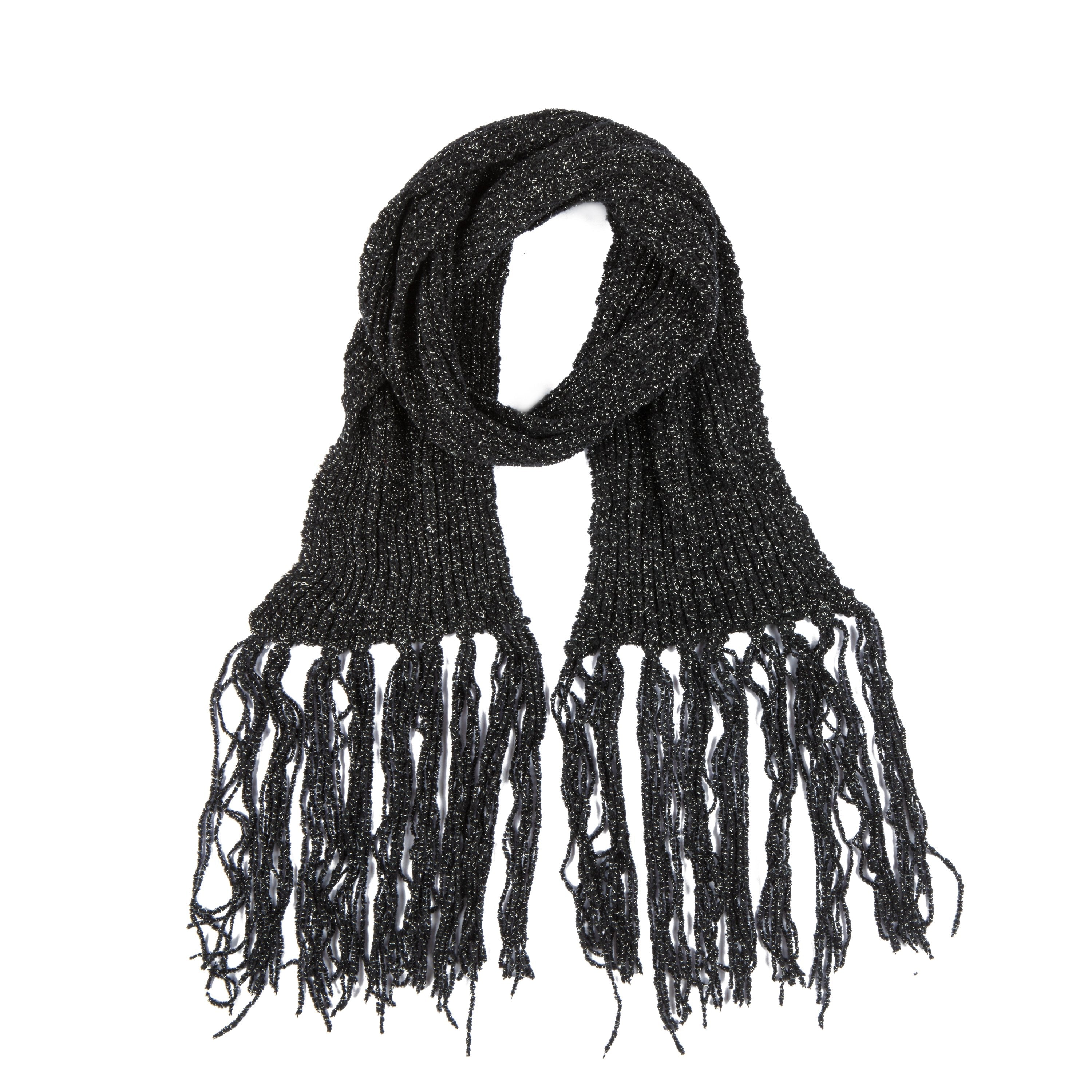 Women's Stylish Woven Lurex Long Fringe Scarf - Soft Metallic Shawl Wrap for Fall Winter Fashion, Perfect for Parties, Weddings & Evening Outfits