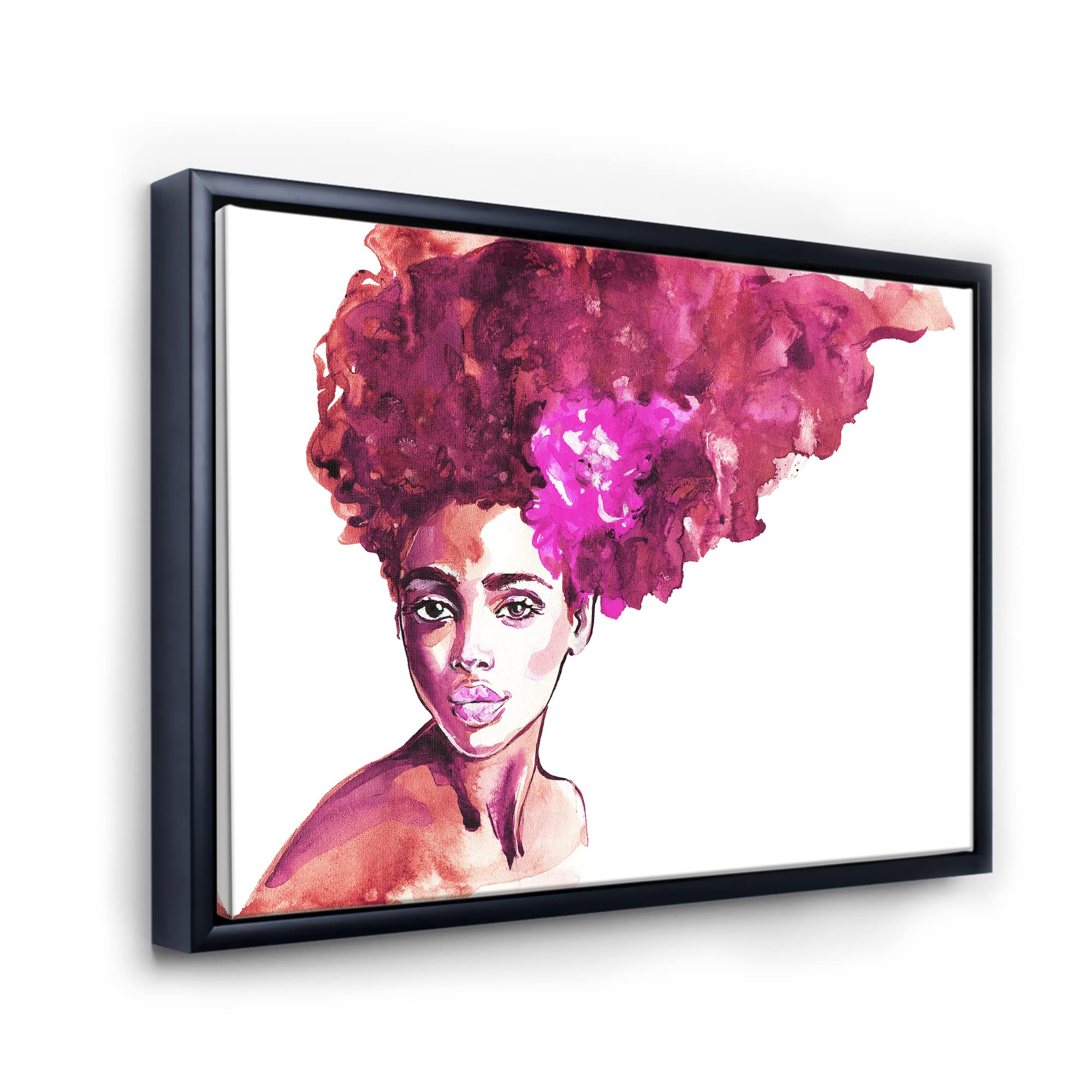 African American Woman Portrait VI - Modern Framed Canvas Wall Art Print for Living Room, Bedroom & Office Decor