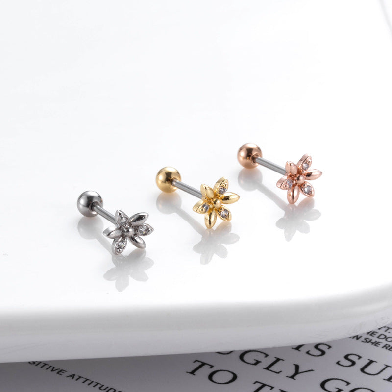 20G Cartilage Surgical Steel Flower Tiny Ball Back Earrings - Hypoallergenic Stud Earrings for Women | Perfect for Daily Wear, Parties & Gifts