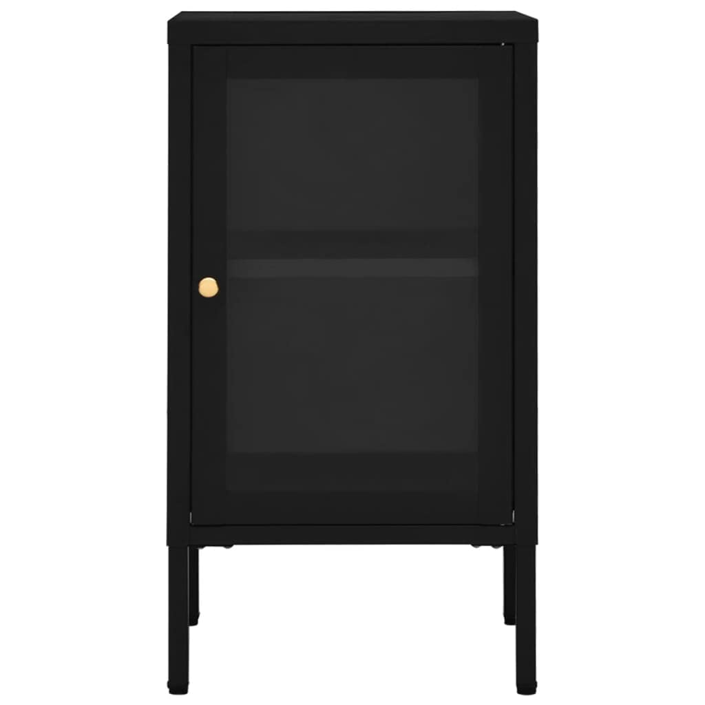 FAMIROSA Black Steel Sideboard Cabinet with Tempered Glass - 15