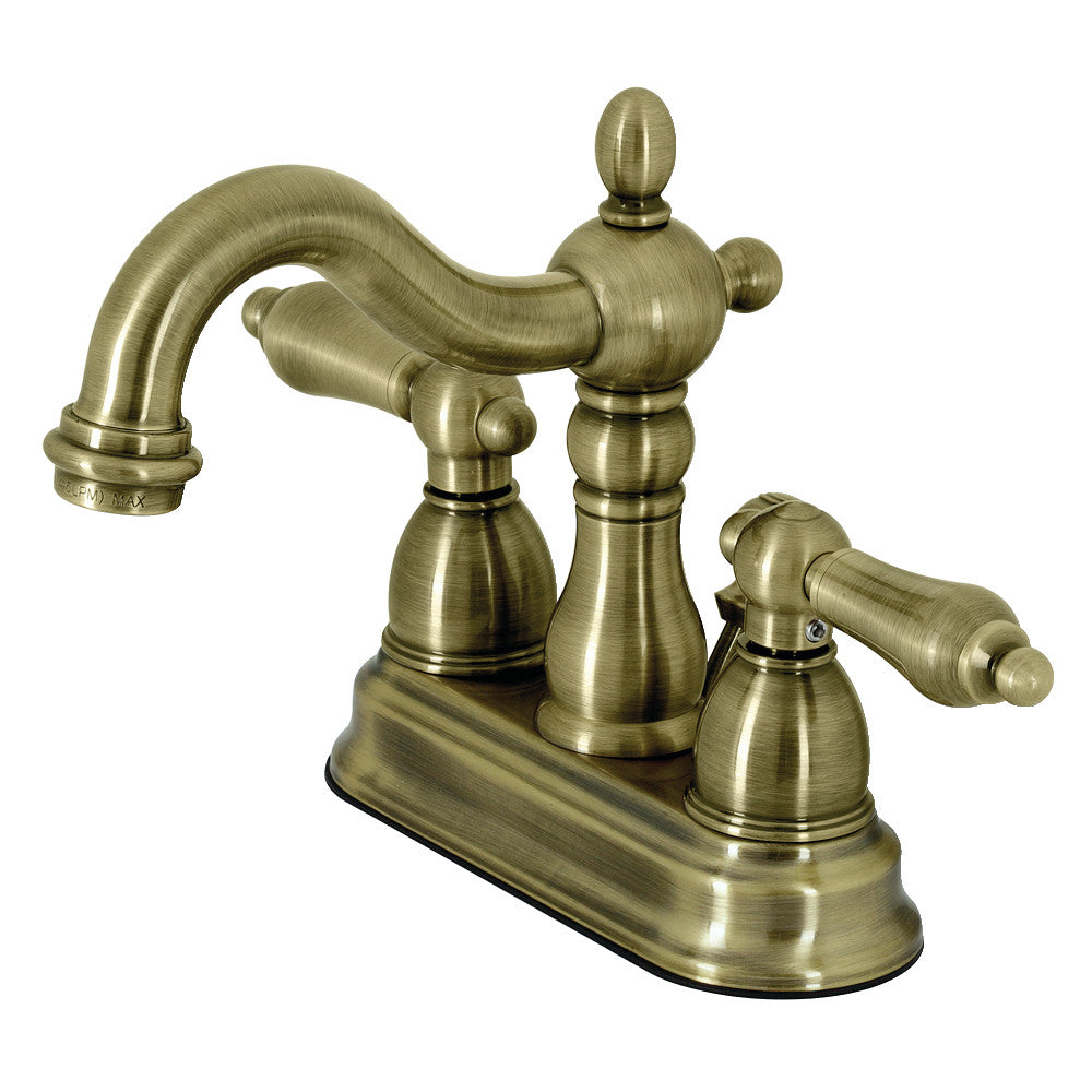 Kingston Brass KB1605AL Heritage 4-Inch Centerset Bathroom Faucet - Polished Brass Finish, Single Handle Water-Saving Design for Sink Vanity, Perfect for Modern and Traditional Bathrooms