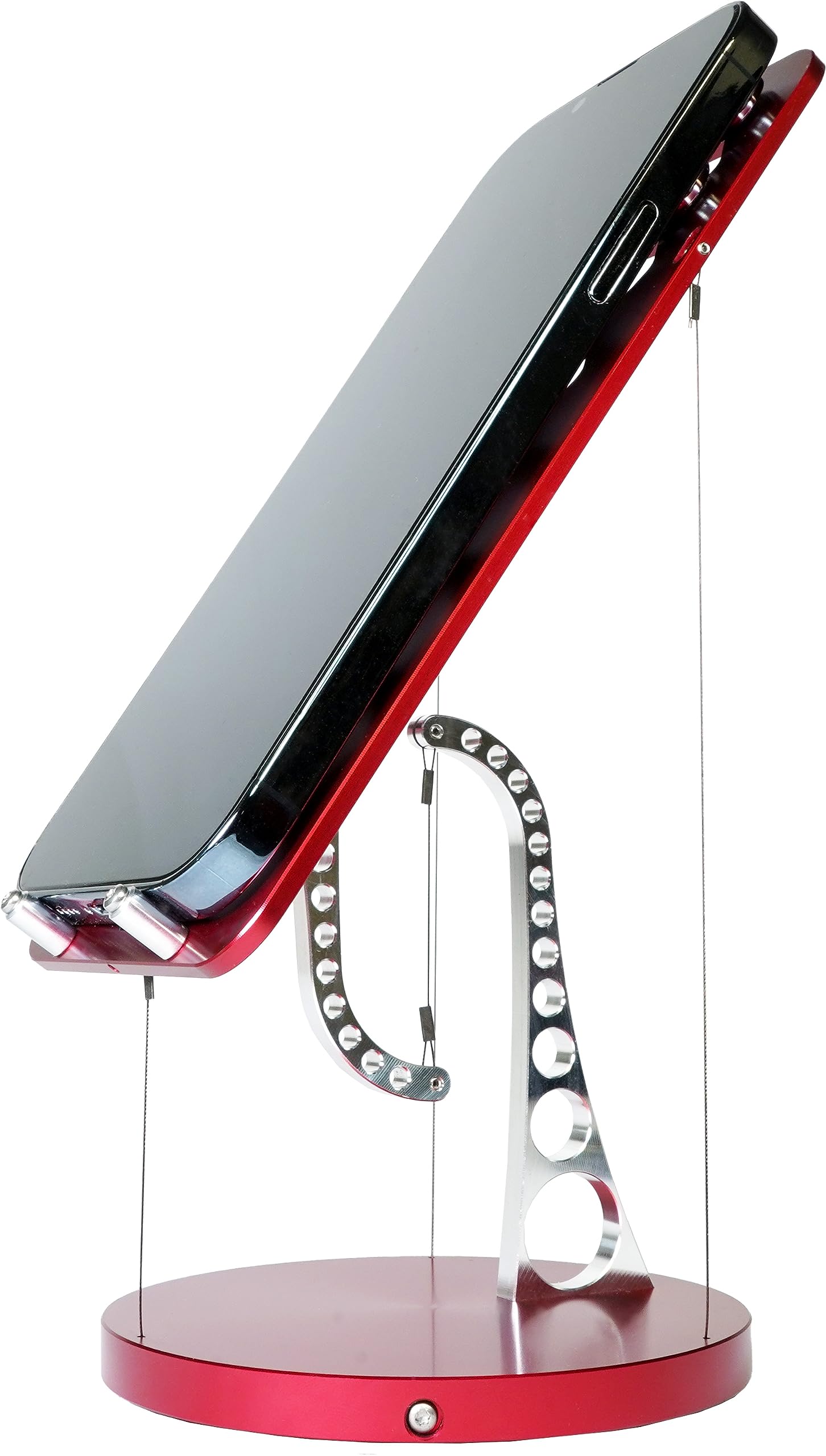 Kontax Tensegrity Floating Table Phone Stand - Red | Modern Smartphone Holder for Desk, Office, Home & Travel | Perfect for Watching Videos, Video Calls & Hands-Free Use