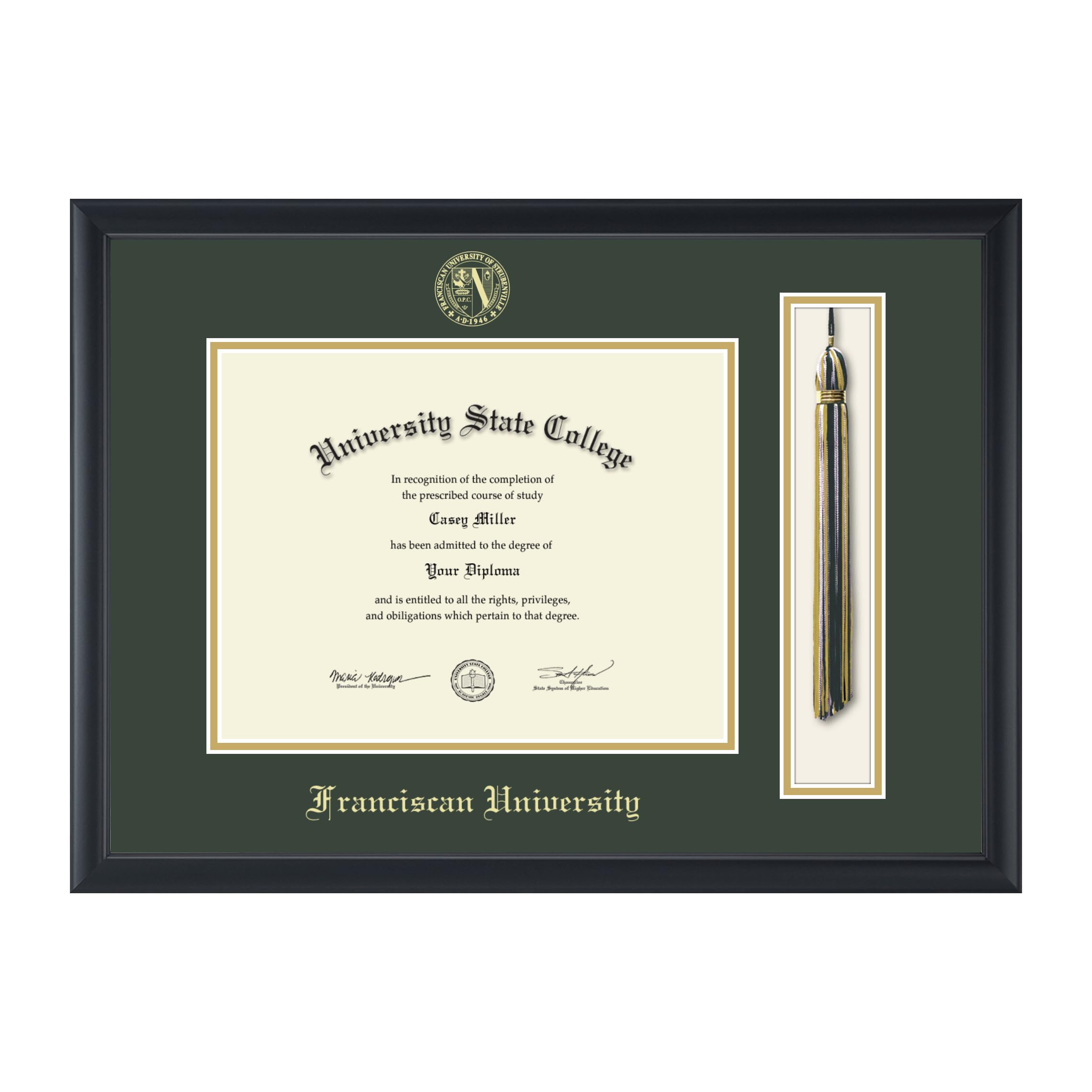 Franciscan University of Steubenville 11x8.5 Inch Gold Embossed Diploma Frame with Tassel - Bachelor's & Master's Degree Display - Perfect for Graduation Gifts & Office Decor