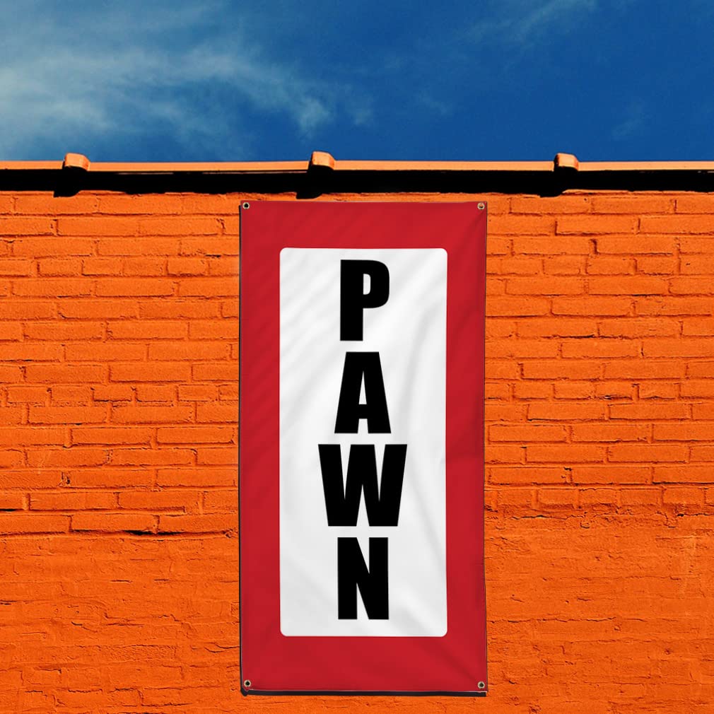 Custom Vertical Vinyl Banner - Multiple Sizes (144x60 Inches) for Pawn Shops, Business Promotions & Outdoor Advertising - Weatherproof Yard Signs with 10 Grommets - Perfect for Storefronts, Events & Industrial Use