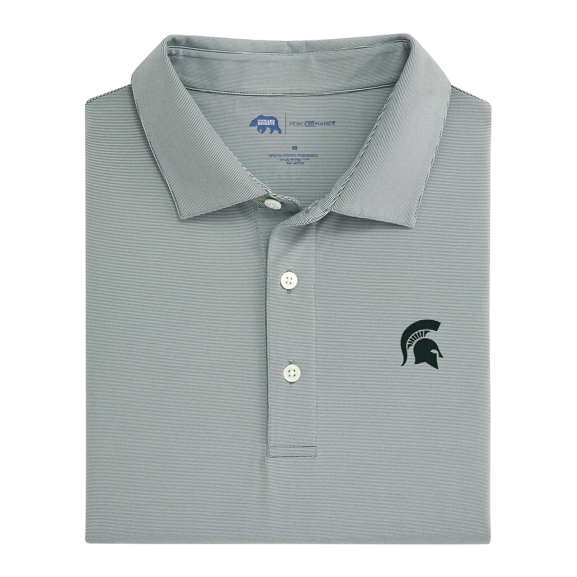 Michigan State Spartans Hairline Stripe Performance Polo Shirt - Moisture Wicking, Breathable Fabric for Men - Perfect for Game Day, Tailgating & Casual Wear