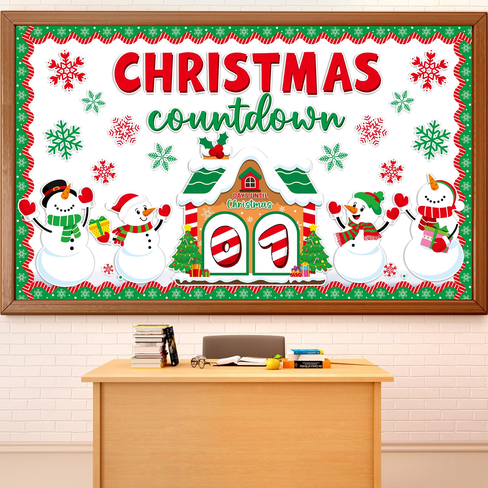 Merry Christmas Bulletin Board Decorations - Winter Snowman Paper Cutouts & Countdown Set for Classroom, School Door, Home Wall Decor | Holiday Party, Office Decor, Winter Festival Decorations
