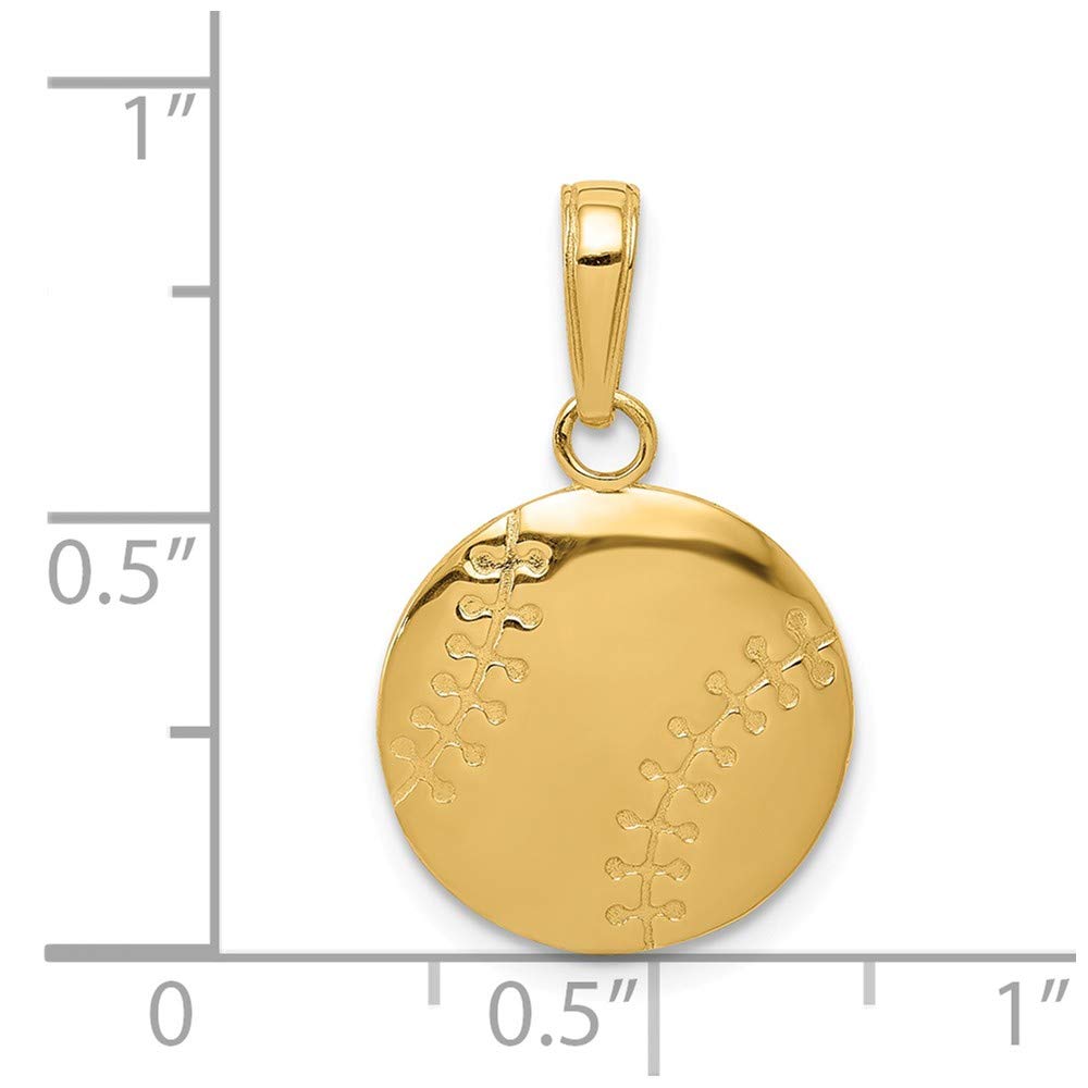 14K Solid Gold Polished Baseball Pendant Necklace - Perfect for Sports Fans, Gifts & Everyday Wear