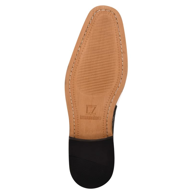 **LIBERTYZENO Men's Genuine Leather Oxford Dress Shoes - Ostrich Print Lace-Up Formal Shoes for Business & Wedding - Perfect Easter Gift for Him**    *(Use for: Office Wear, Special Occasions, Weddings, Easter Gifts, Business Events)*