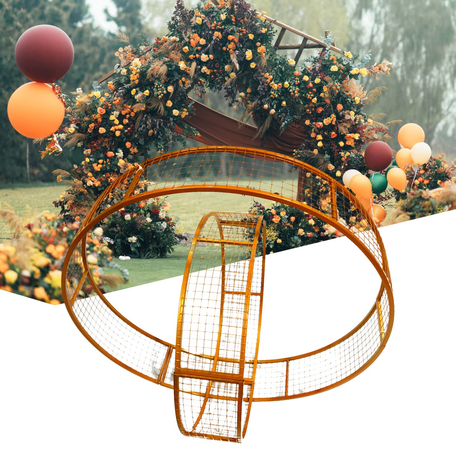 Fichiouy Gold Metal Round Flower Stand Vase Archway - 60cm & 80cm Wedding Arch Mesh Backdrop for Ceremony, Birthday Party Decor - Perfect for Garden Weddings, Photo Backdrops & Event Centerpieces