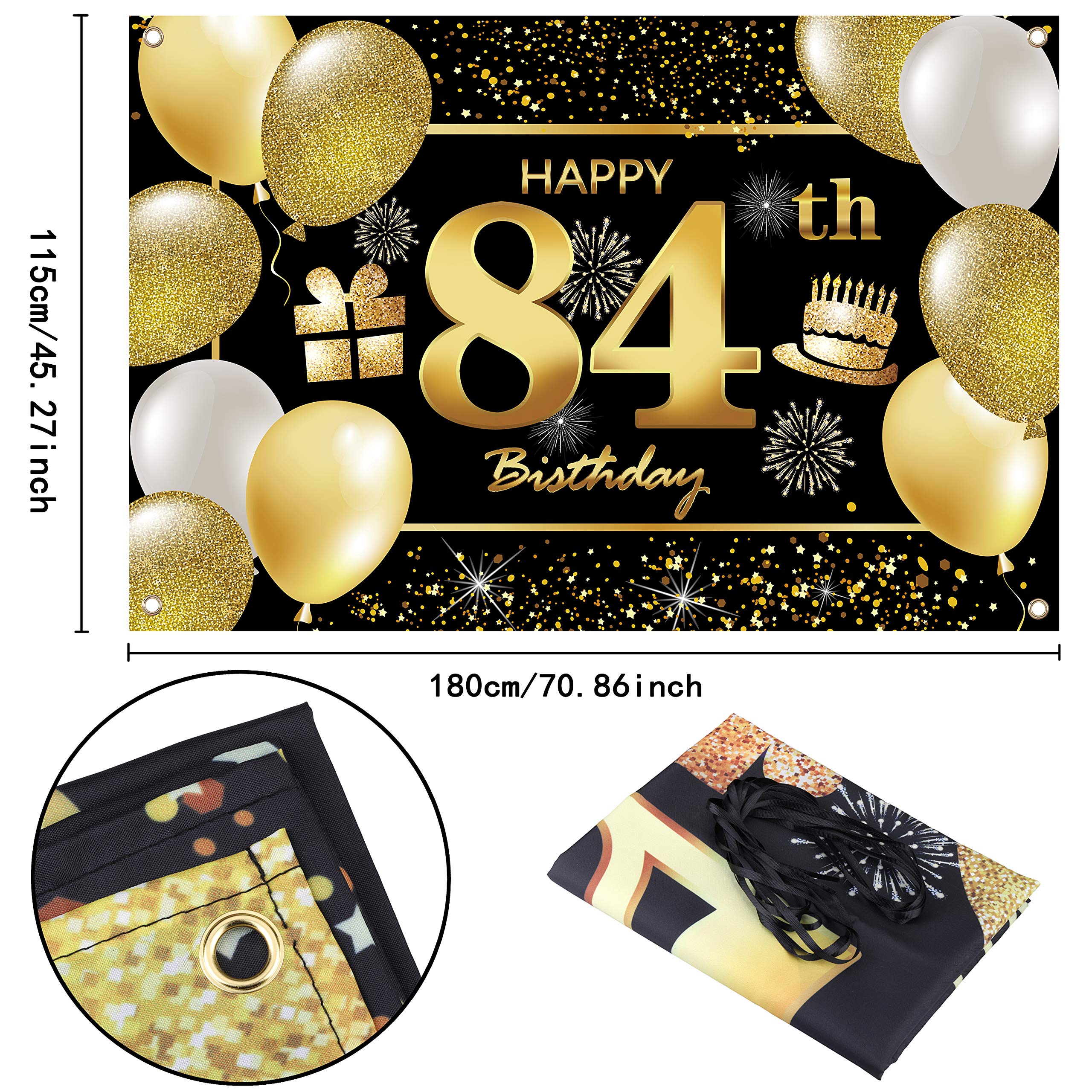 84th Happy Birthday Banner - Premium Birthday Decorations for Men, Party Supplies & Backdrop - Perfect for Milestone Celebrations, Photo Booths & Themed Parties