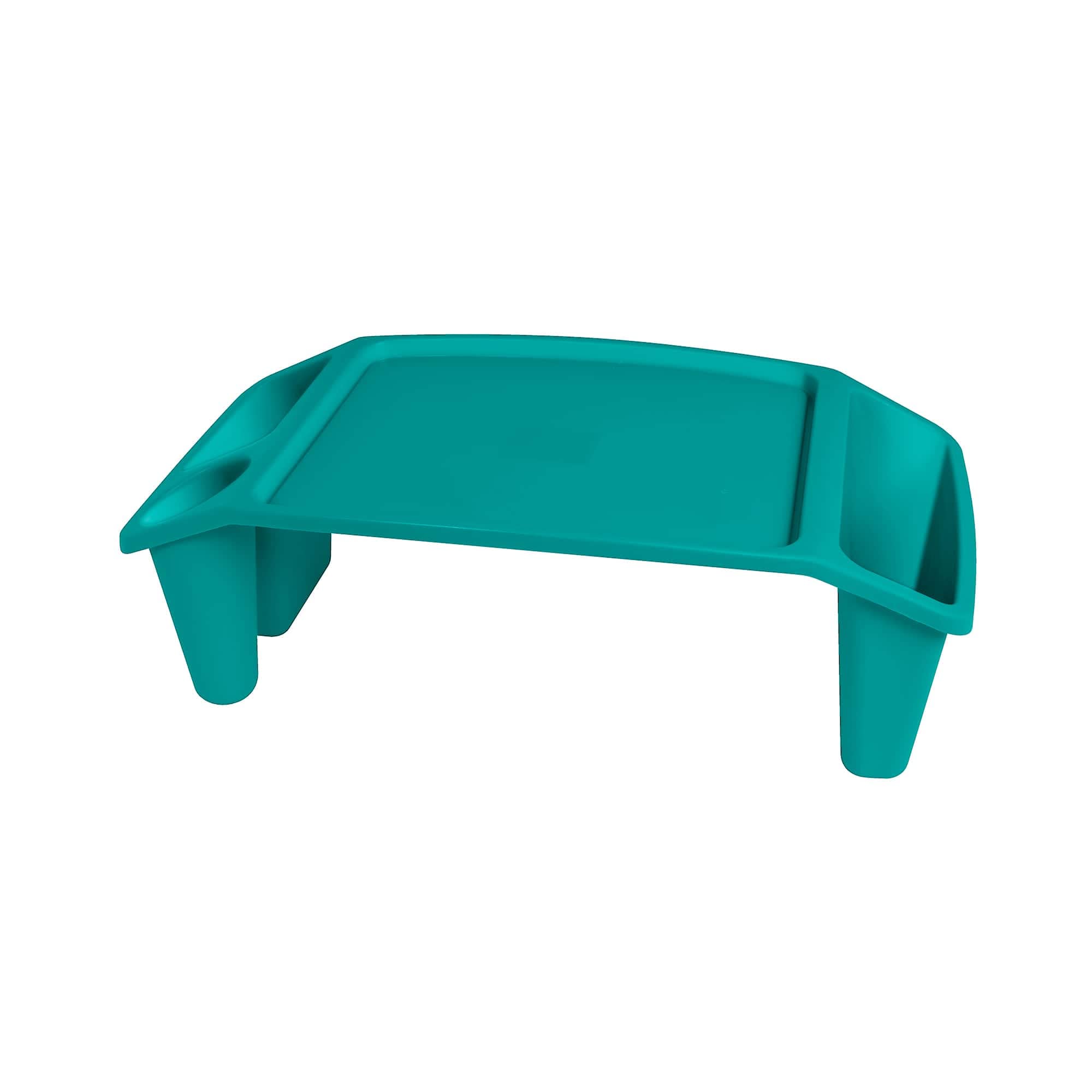 Creatology Plastic Lap Tray - 12 Pack Portable Multi-Compartment Craft Tray for Reading, Studying, Writing & Art Projects - Teal Color - Perfect for Bed, Couch, Car & Travel Use