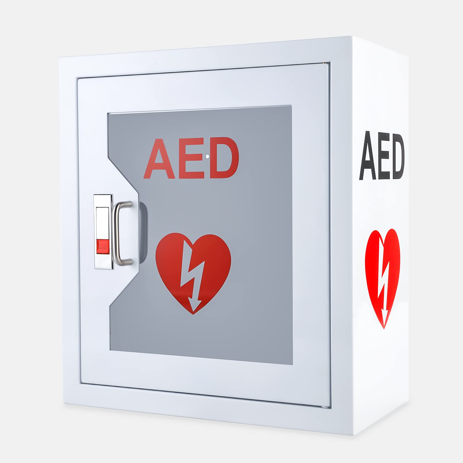 Stainless Steel AED Defibrillator Wall Mount Cabinet with Snap Lock - Universal Fit for Cardiac Science & All Major Brands - 14.1