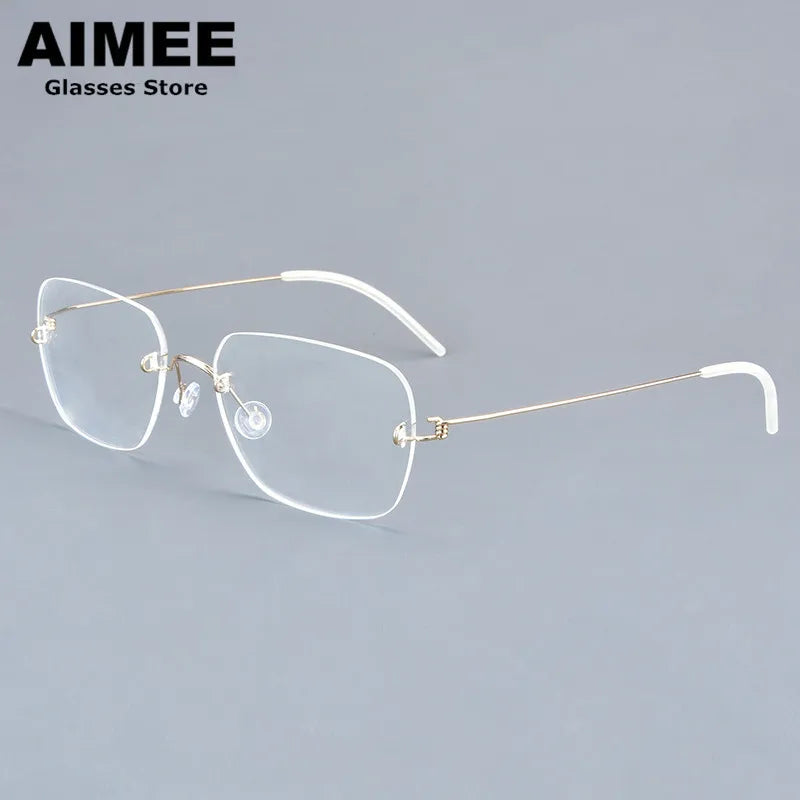 Aimee Women's Rimless Square Screwless Titanium Eyeglasses Frame 92487 - Lightweight Comfortable Glasses for Work, Reading & Everyday Use