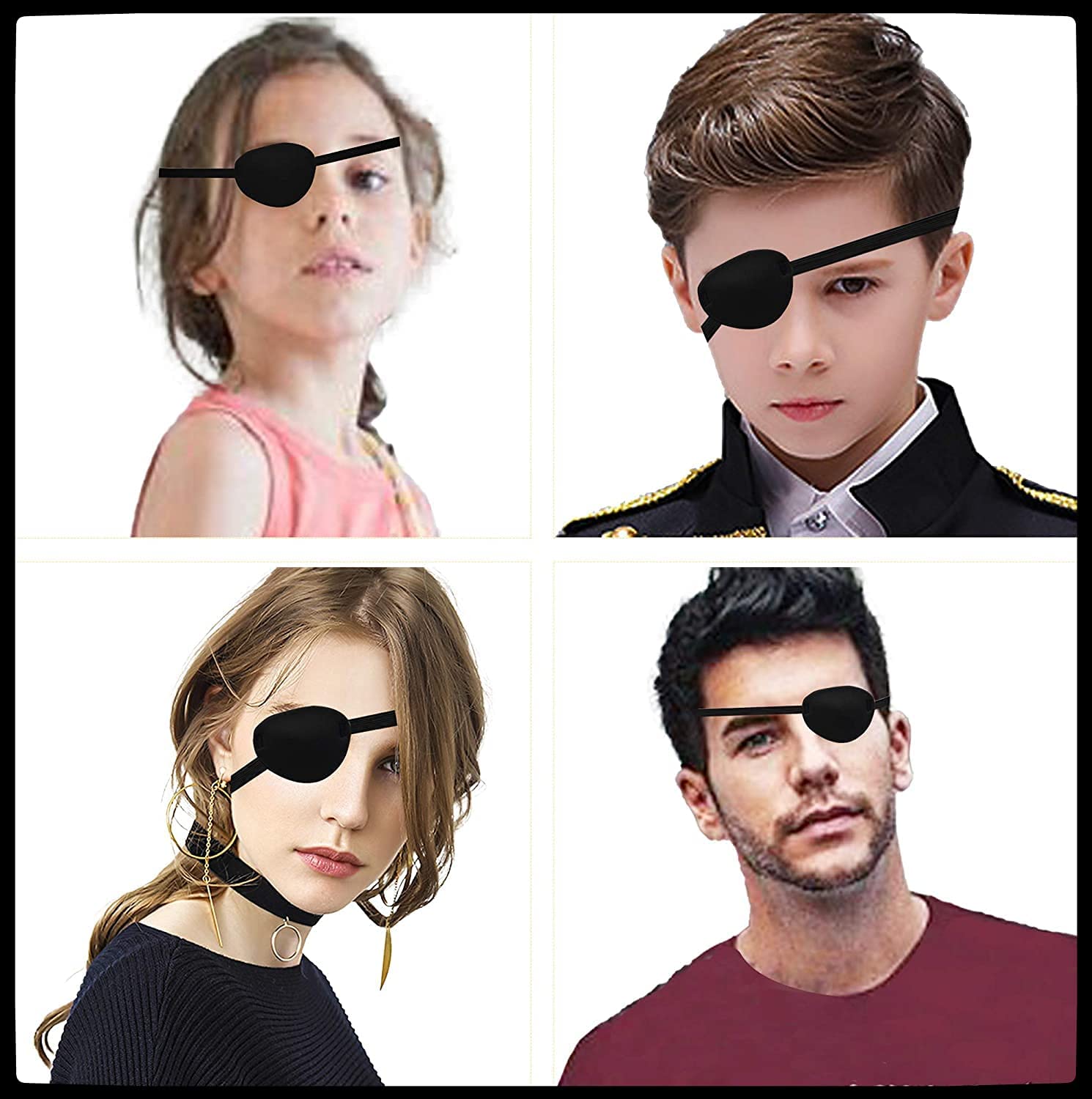**Pirate Eye Patch for Kids & Adults - Adjustable, Soft & Comfortable Lazy Eye Patch for Children, Orthoptic Eye Cover for Halloween & Christmas Costume (Black) - Perfect for Pirate Parties, Dress-Up & Amblyopia Therapy**