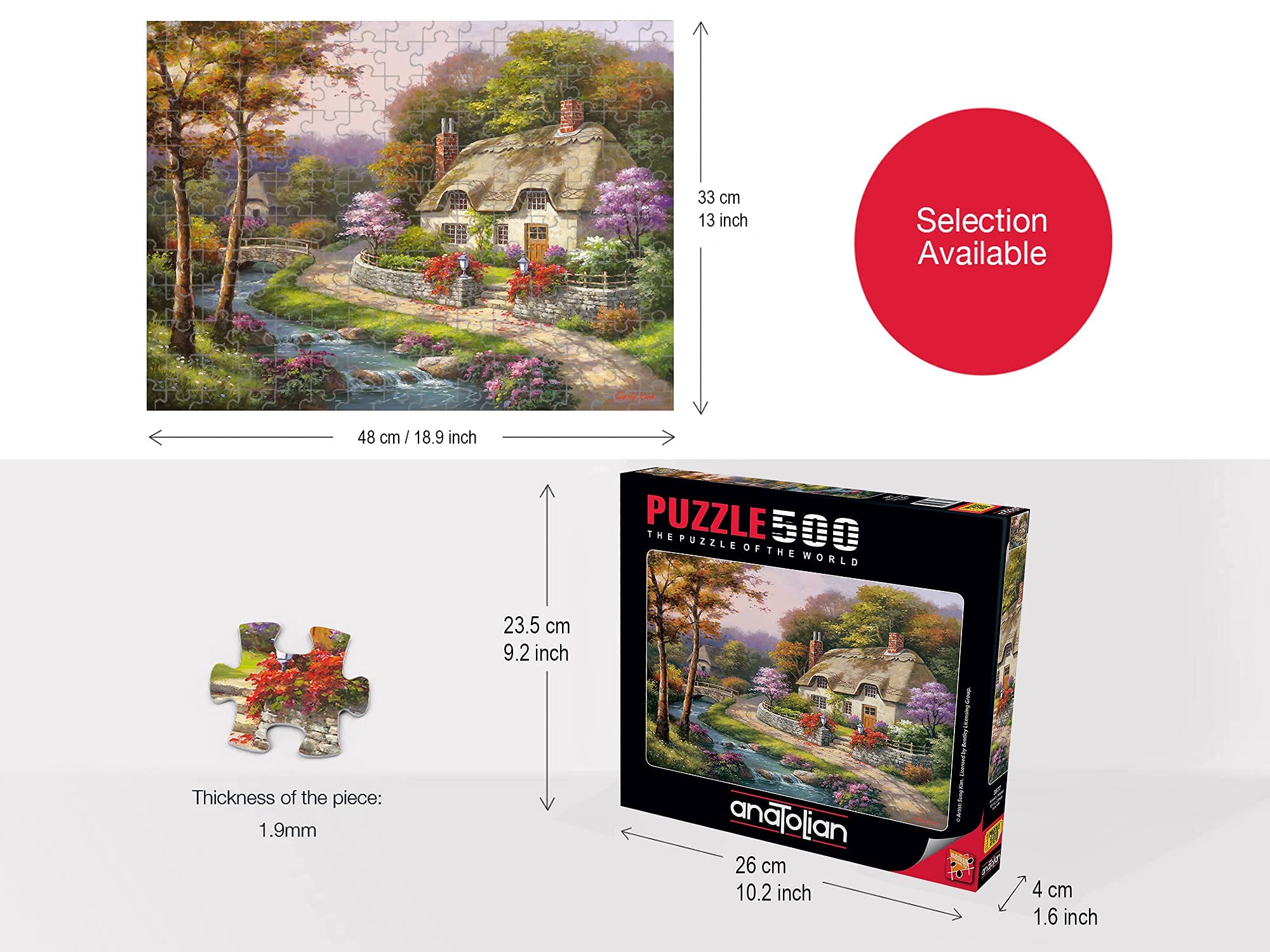 Anatolian Puzzle - Wisteria Terrace, 500 Piece Jigsaw Puzzle for Adults & Teens (#3578) | Beautiful Floral Landscape Art | Perfect for Family Game Night & Stress Relief